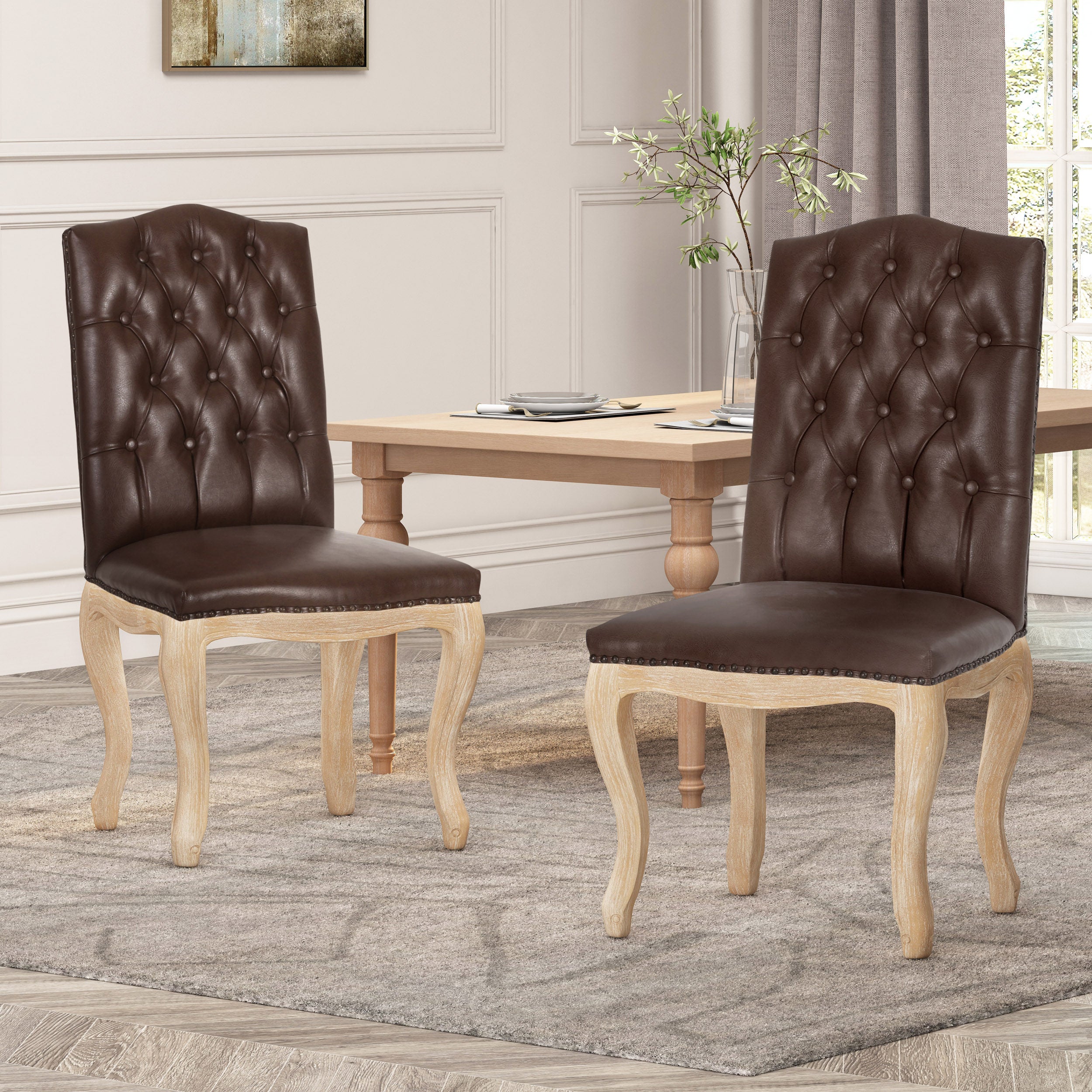 Cello Contemporary Faux Leather Dining Chairs, Set of 2 - furnishings