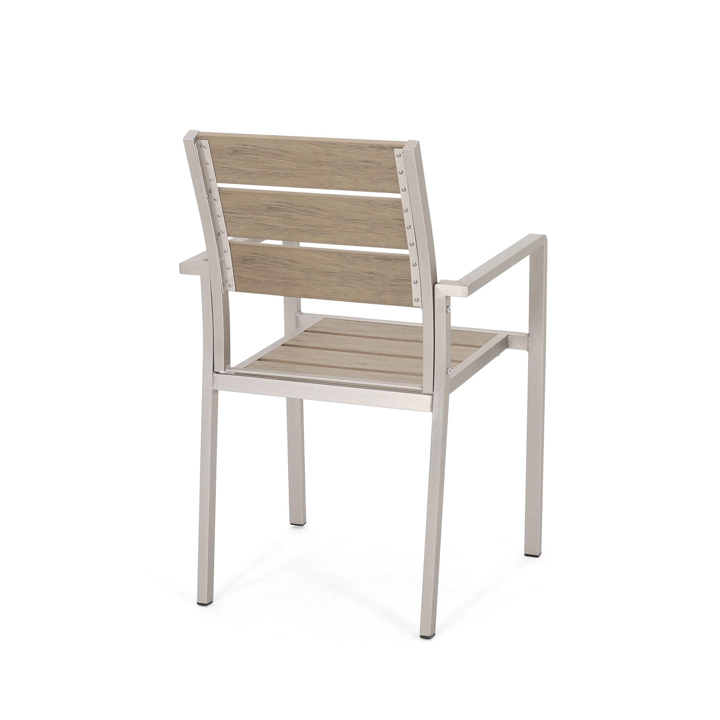 Cherie Outdoor Modern Aluminum and Faux Wood 6 Seater Dining Set - furnishings
