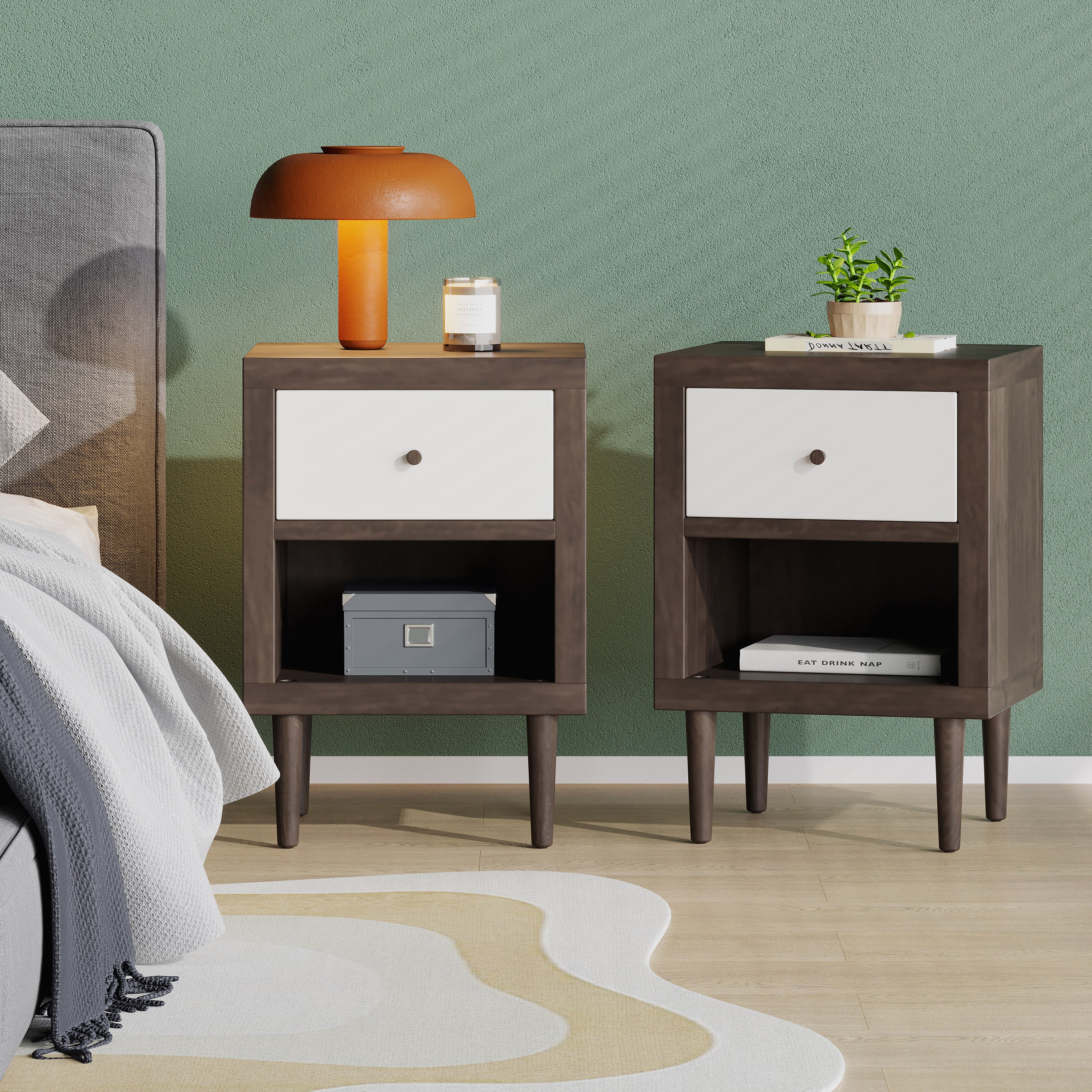 Farhart Faux Wood Single Drawer Nightstand - furnishings