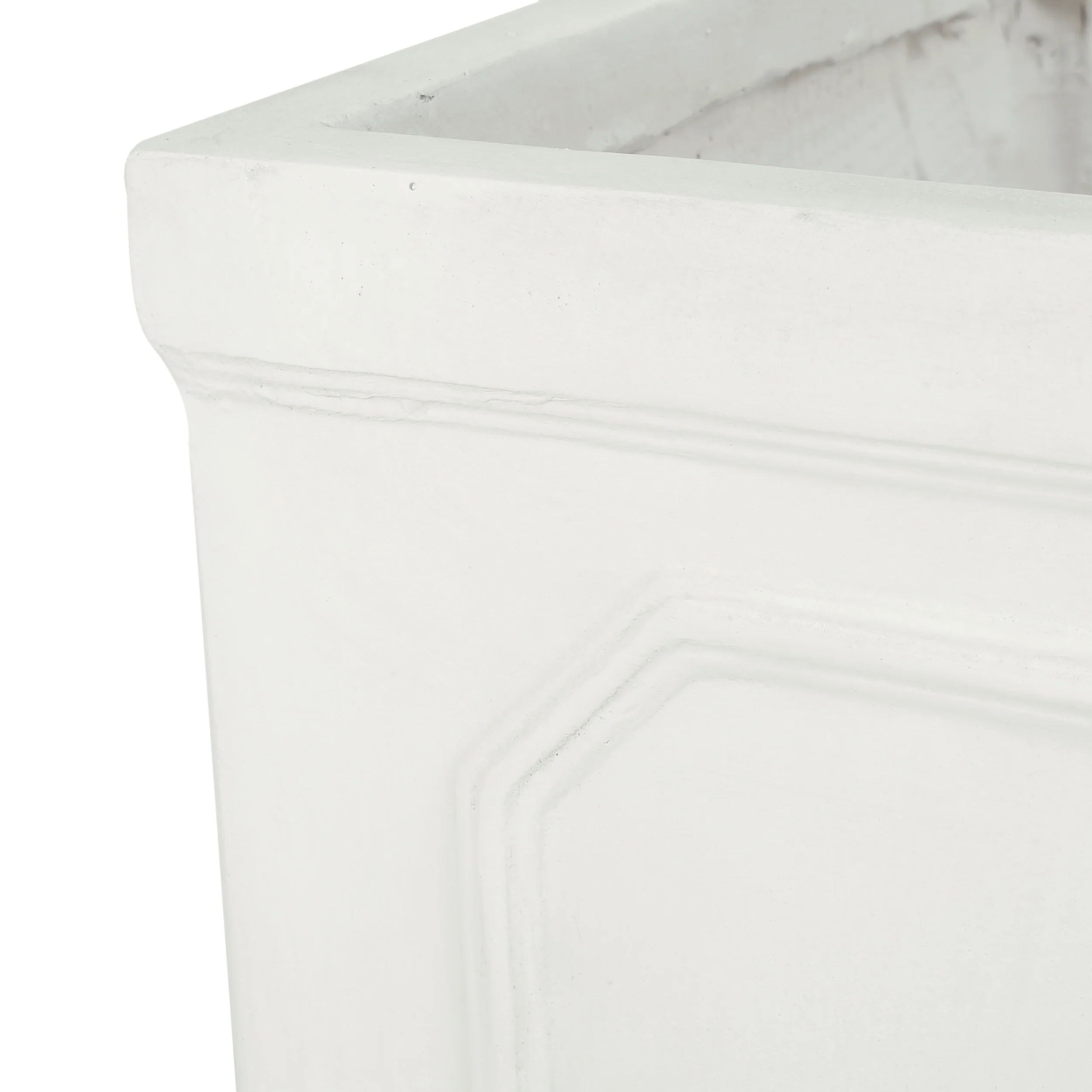 Greg Outdoor Small and Medium Cast Stone Planter Set, Antique White - furnishings