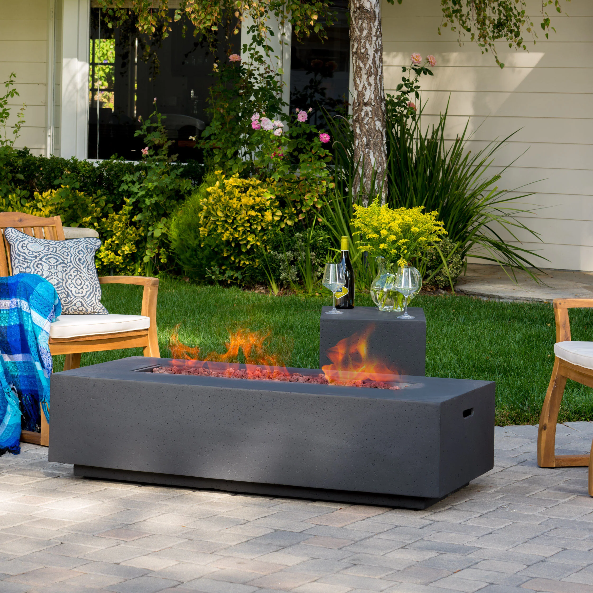 Jaxon Outdoor 50,000 BTU Rectangular Fire Table with Tank Holder - furnishings