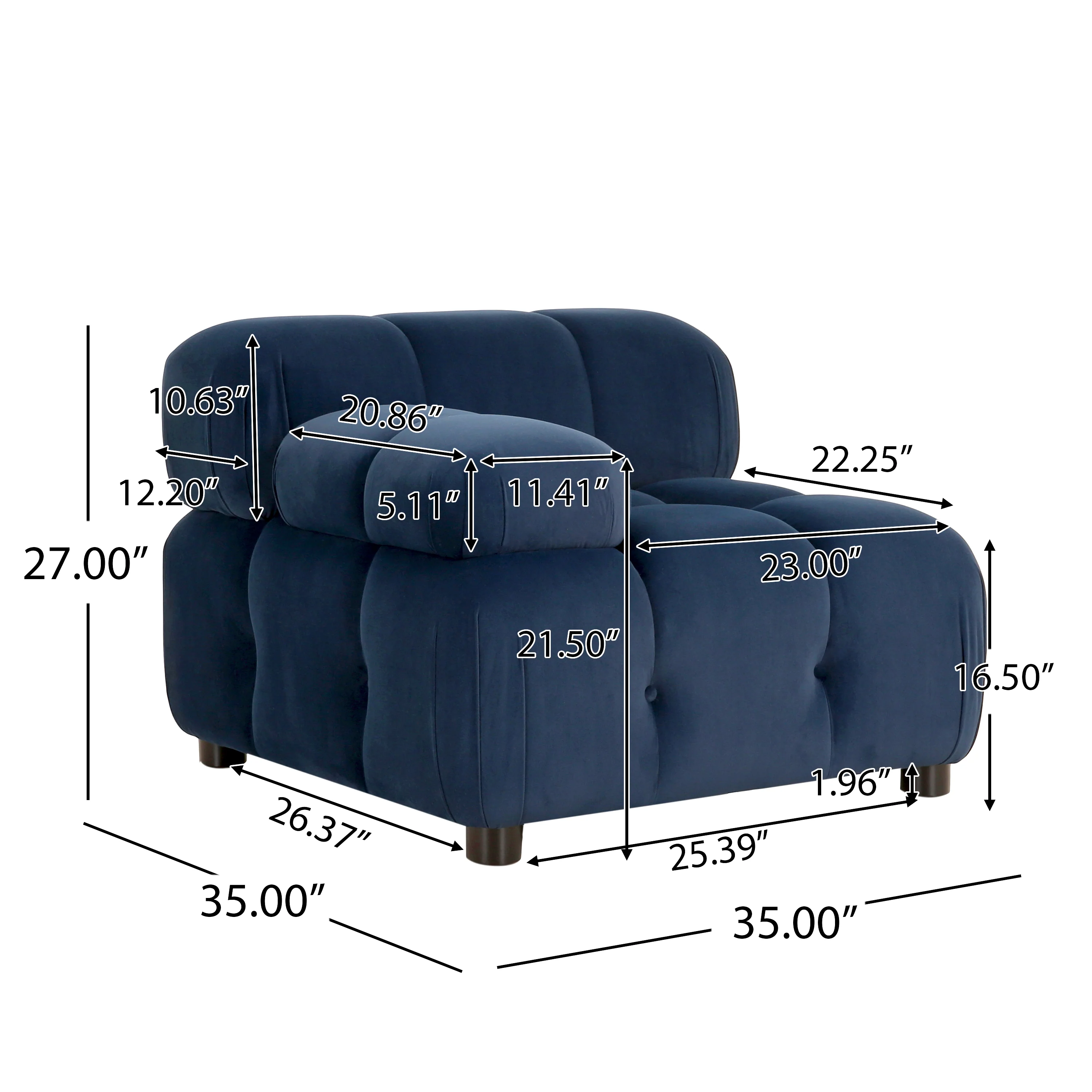 Kildare Velvet 3 Seater Modular Tufted Sofa - furnishings