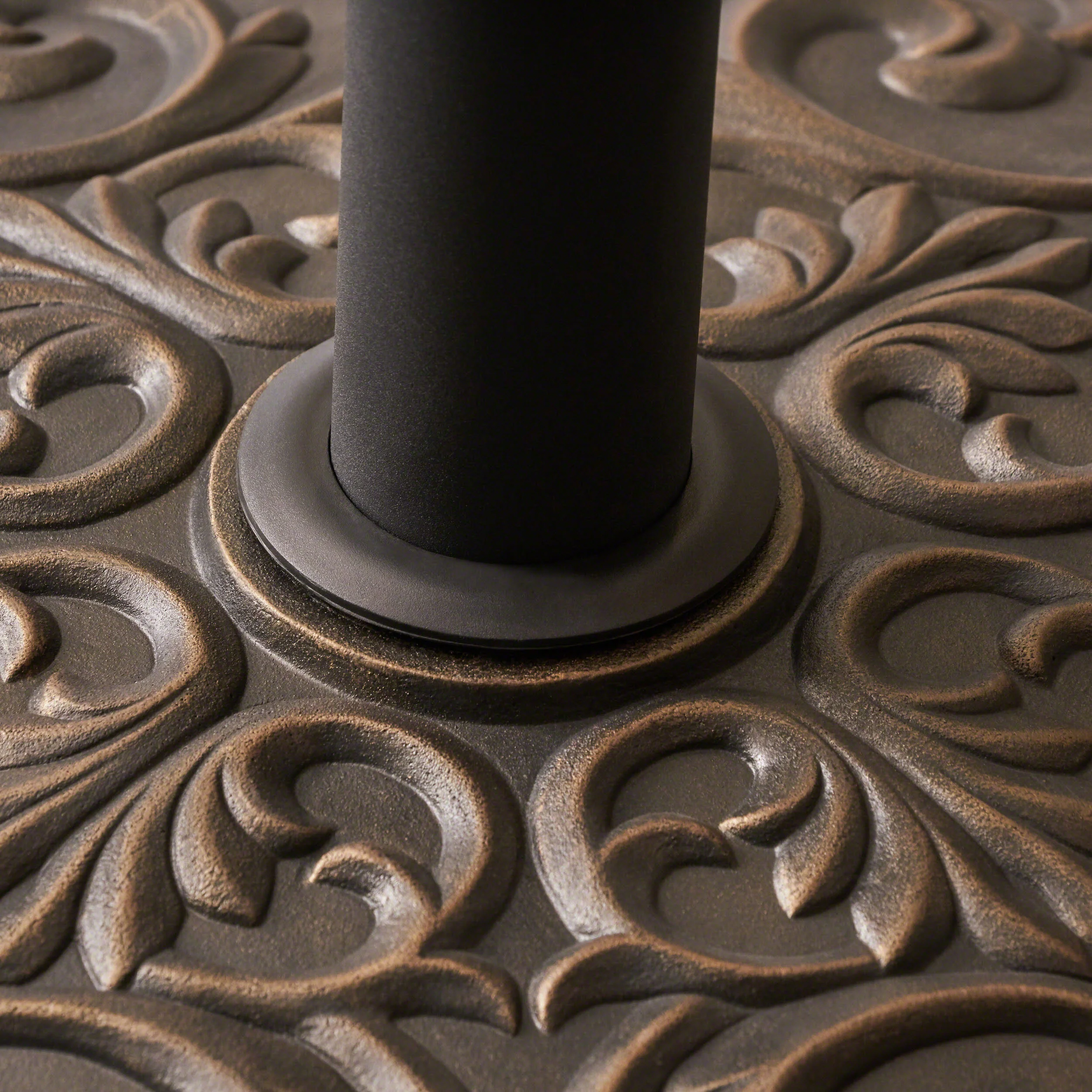 Sade Outdoor 60lb Concrete Circular Umbrella Base, Hammered Dark Copper - furnishings