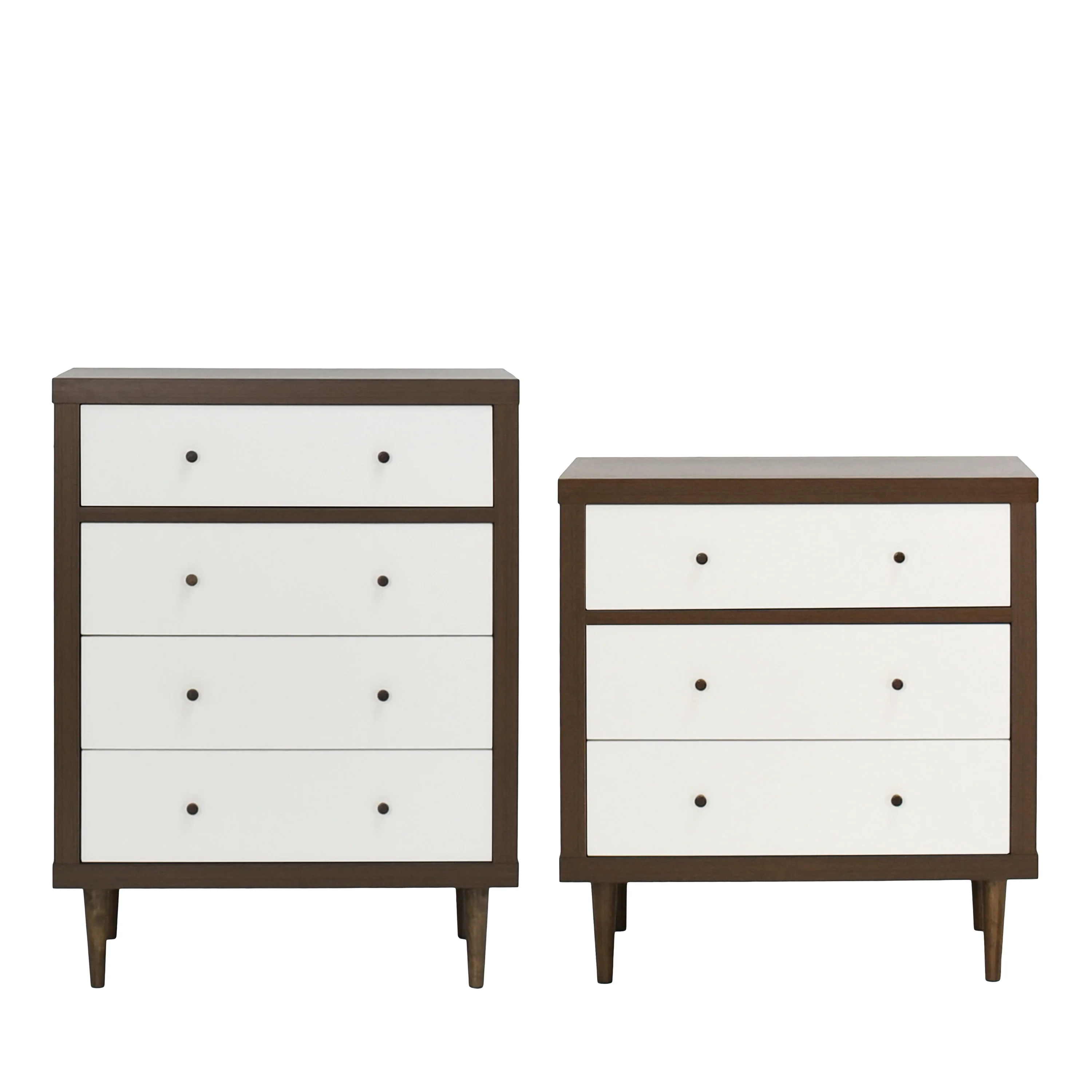 Farhart Mid Century Modern 2 Piece 3 Drawer Chest and 4 Drawer Dresser Bedroom Set - furnishings