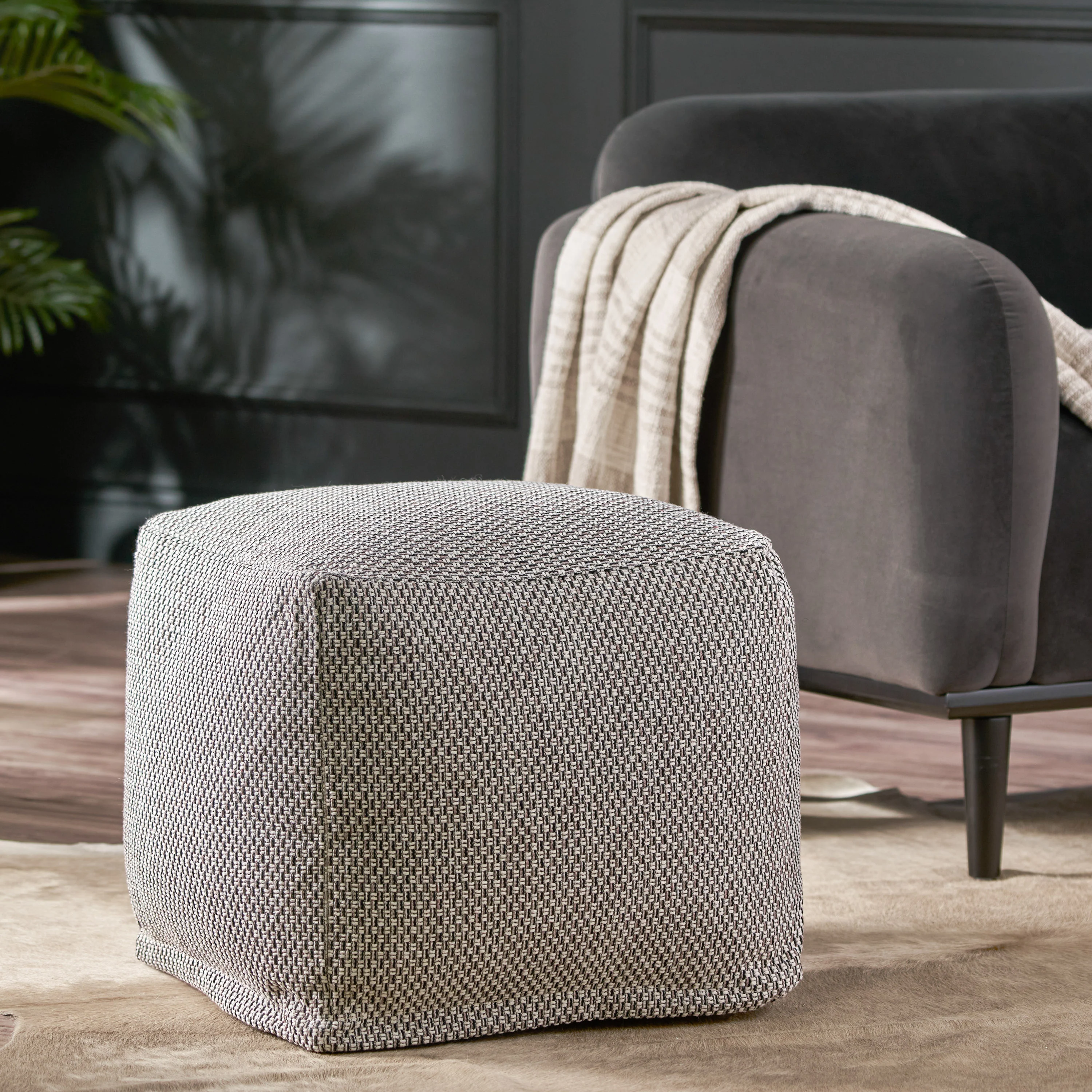Larrick Contemporary Fabric Pouf - furnishings