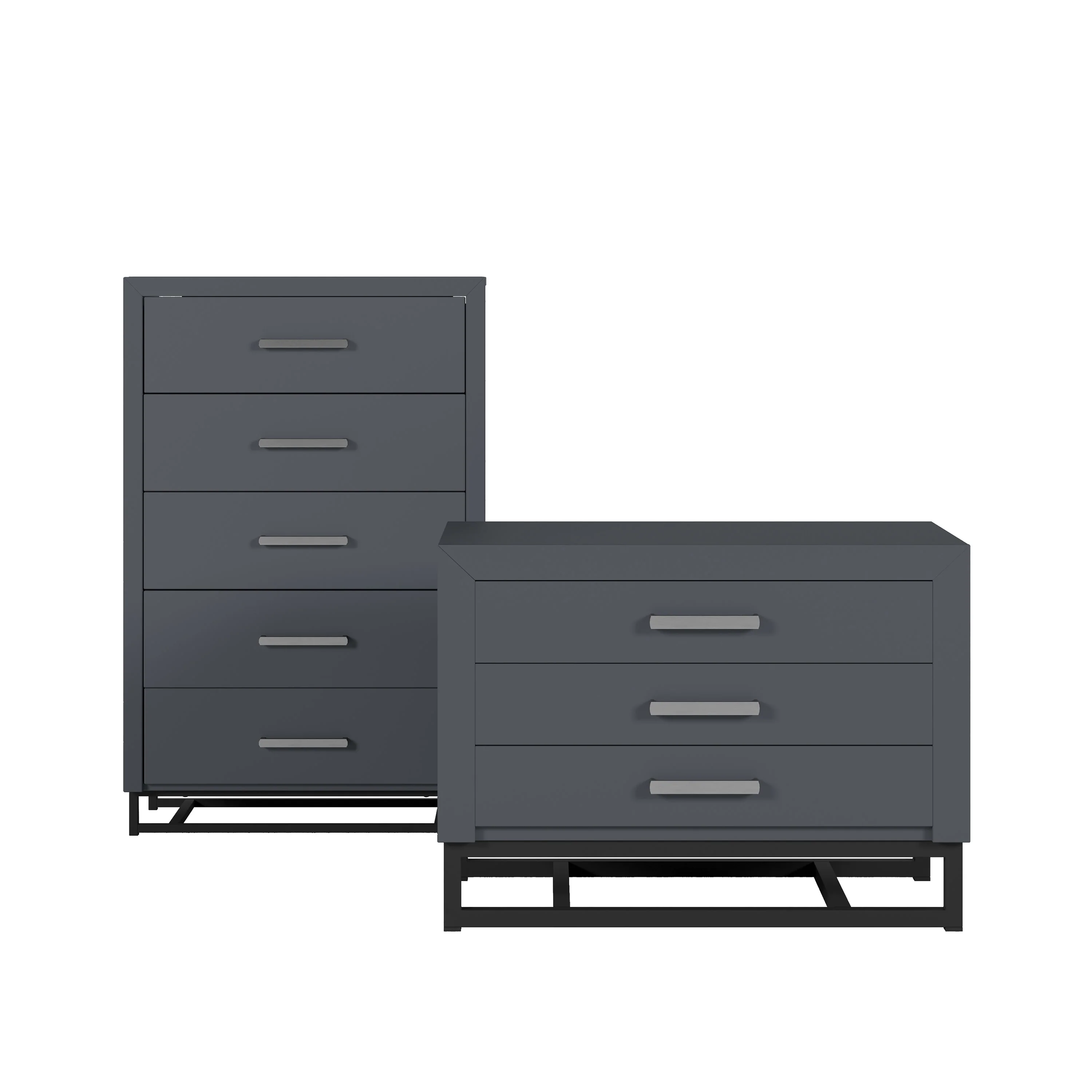 Borah Contemporary Faux Wood 2 Piece 5 Drawer Dresser and Nightstand Bedroom Set - furnishings
