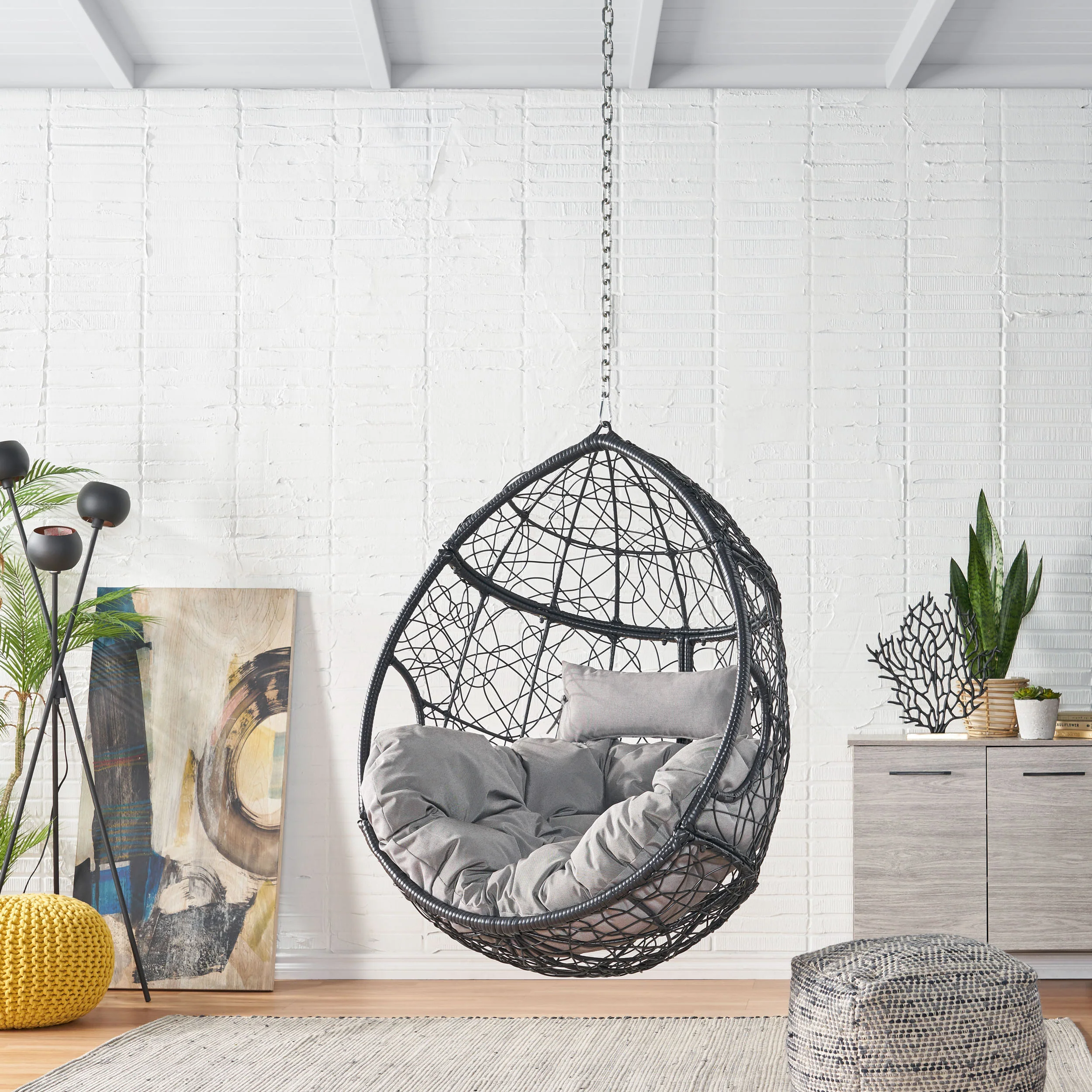 Alannah Outdoor and Indoor Wicker Hanging Chair with 8 Foot Chain (NO STAND) - furnishings