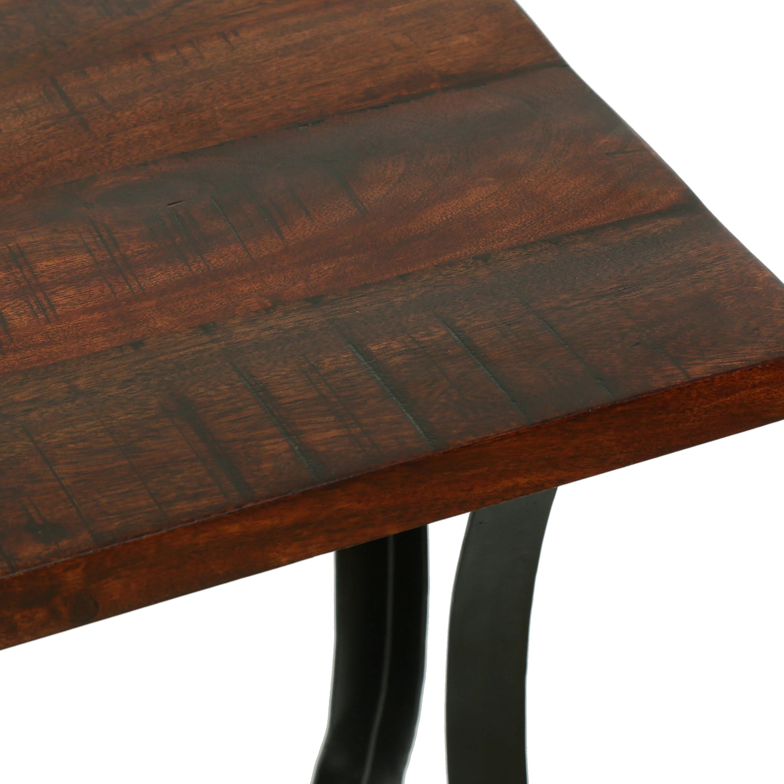 Jolson Modern Industrial Handmade Acacia Wood Console Table, Dark Brown and Black - furnishings