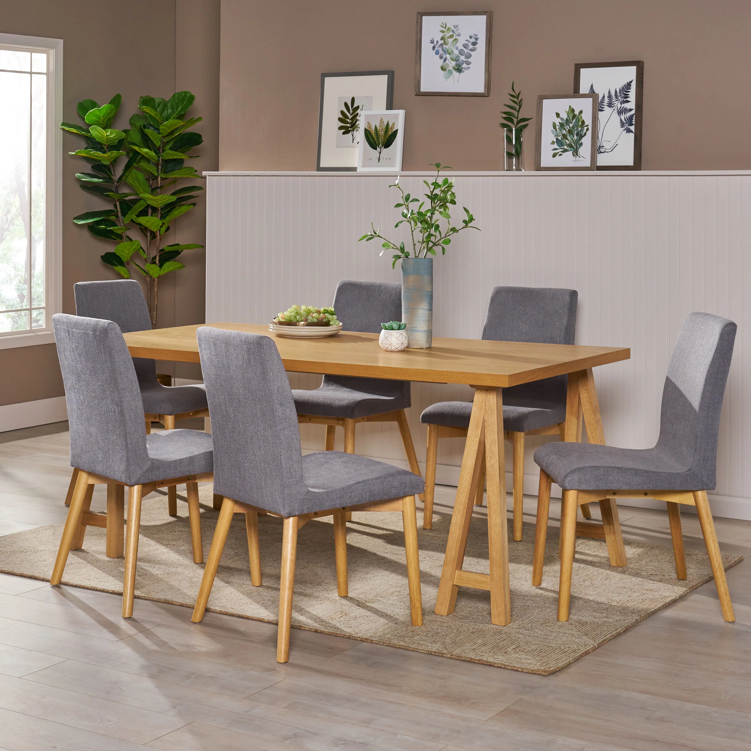 Thanvi Mid-Century Modern 7 Piece Dining Set - furnishings