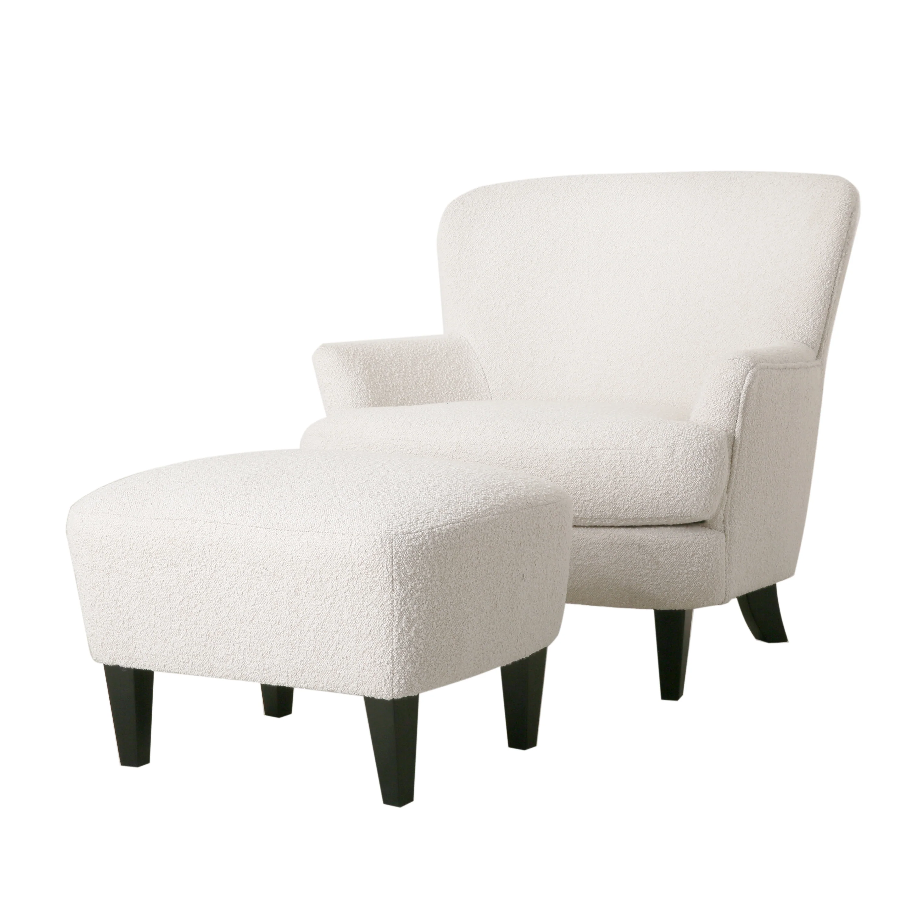 Gerald Boucle Upholstered Club Chair and Ottoman Set - furnishings