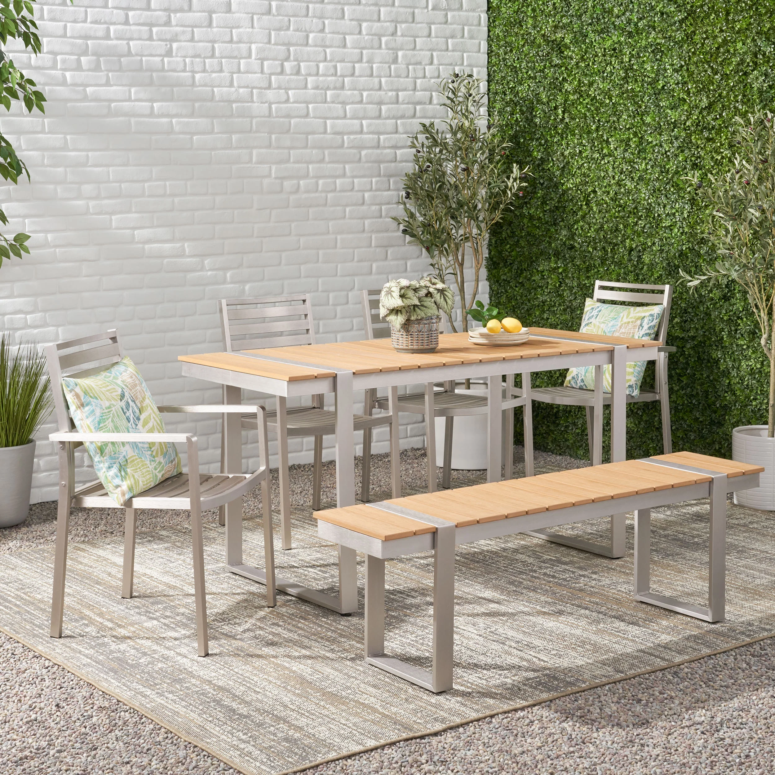 Caney Outdoor 6 Piece Aluminum Dining Set - furnishings