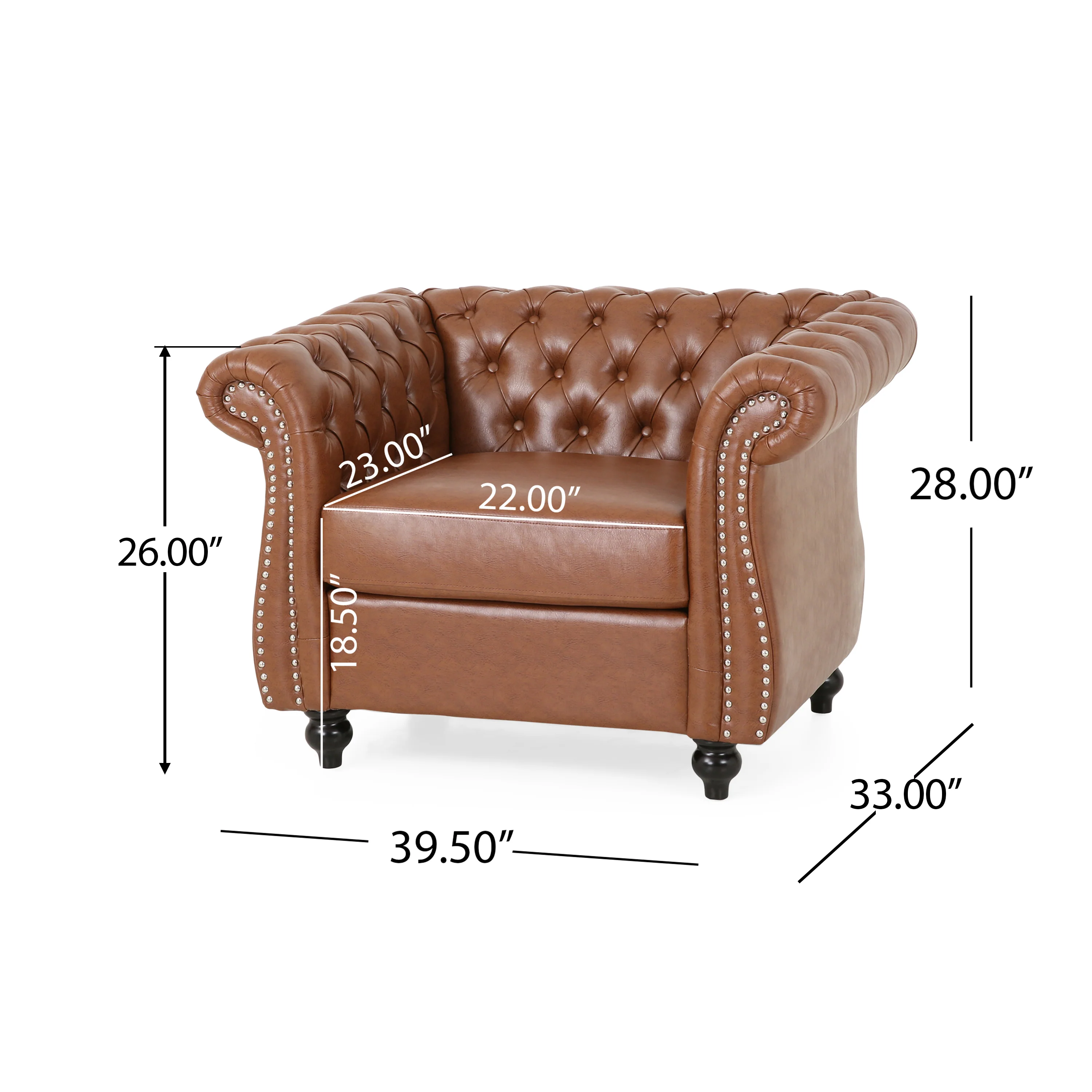 Madelena Traditional Chesterfield Loveseat and Club Chair Set - furnishings