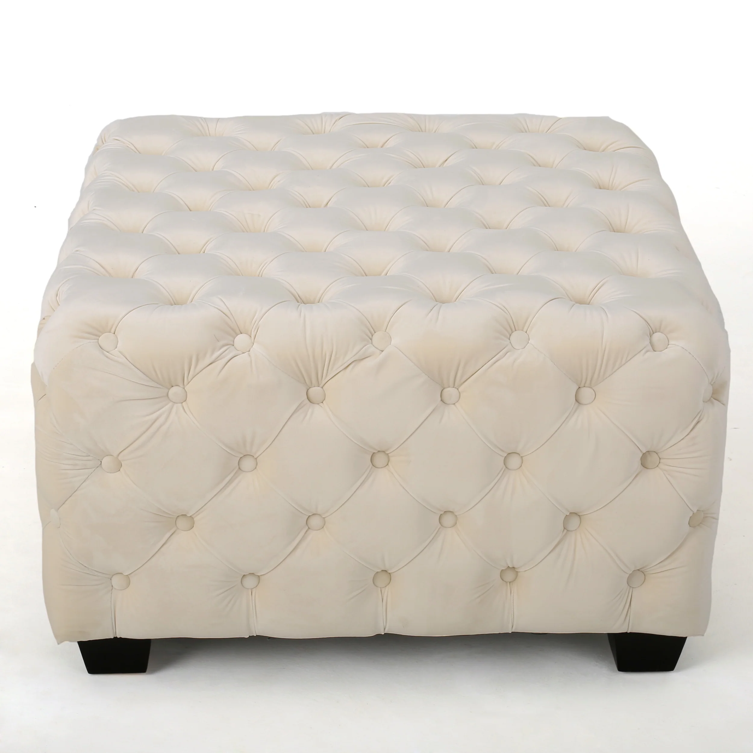 Provence Tufted New Velvet Fabric Ottoman Pouf - furnishings