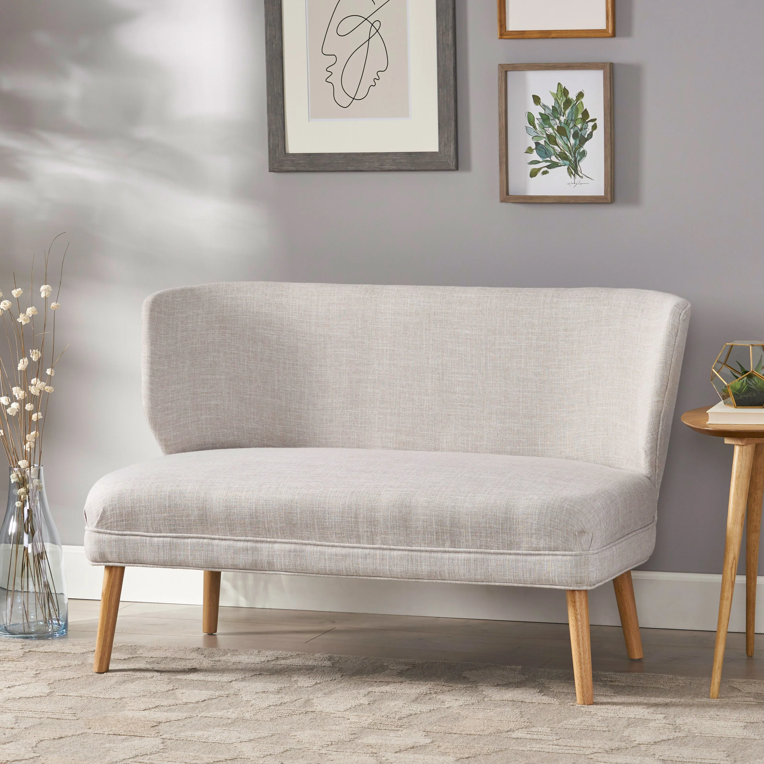 Dumont Mid Century Modern Fabric Settee - furnishings
