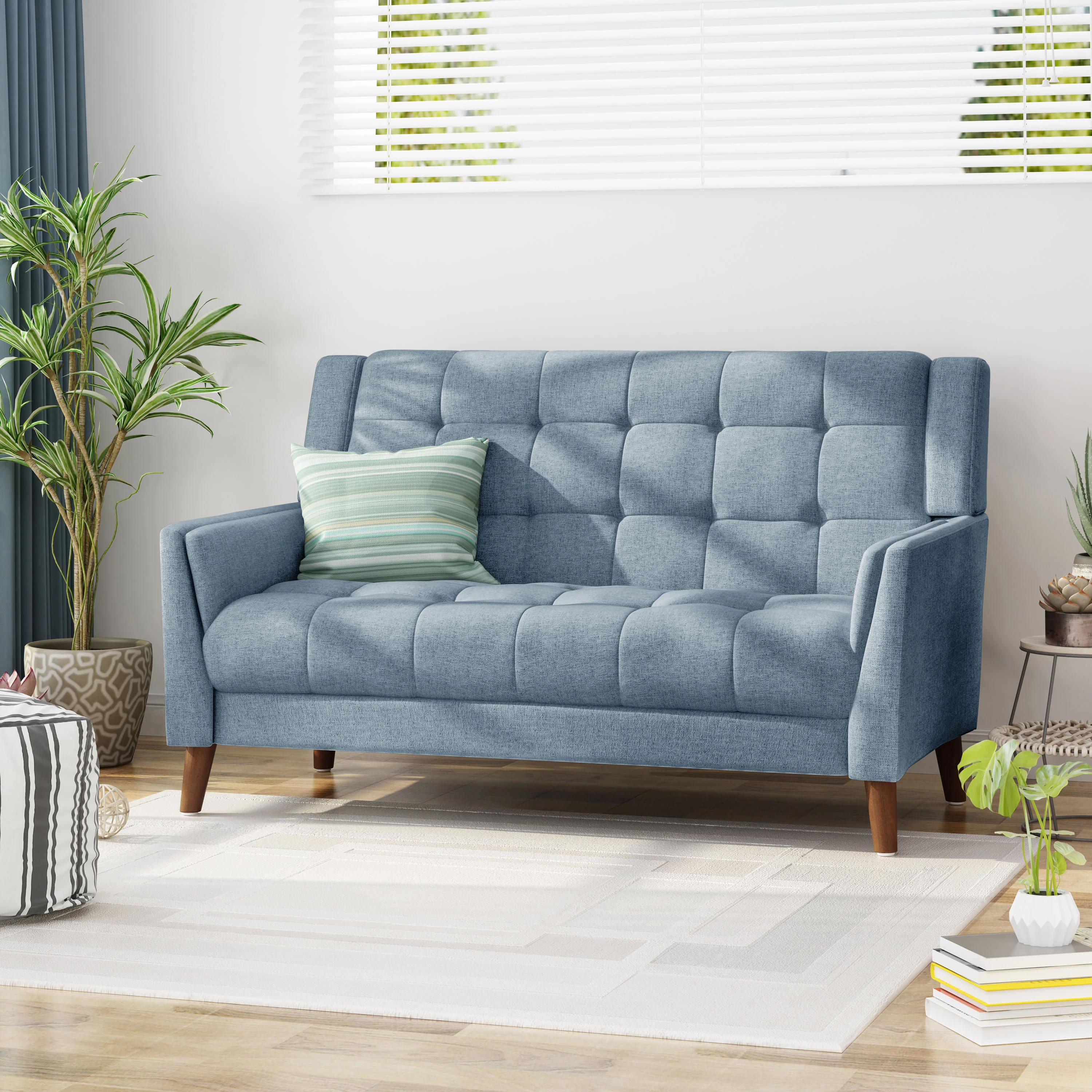 Anvith Mid Century Modern Fabric Loveseat - furnishings