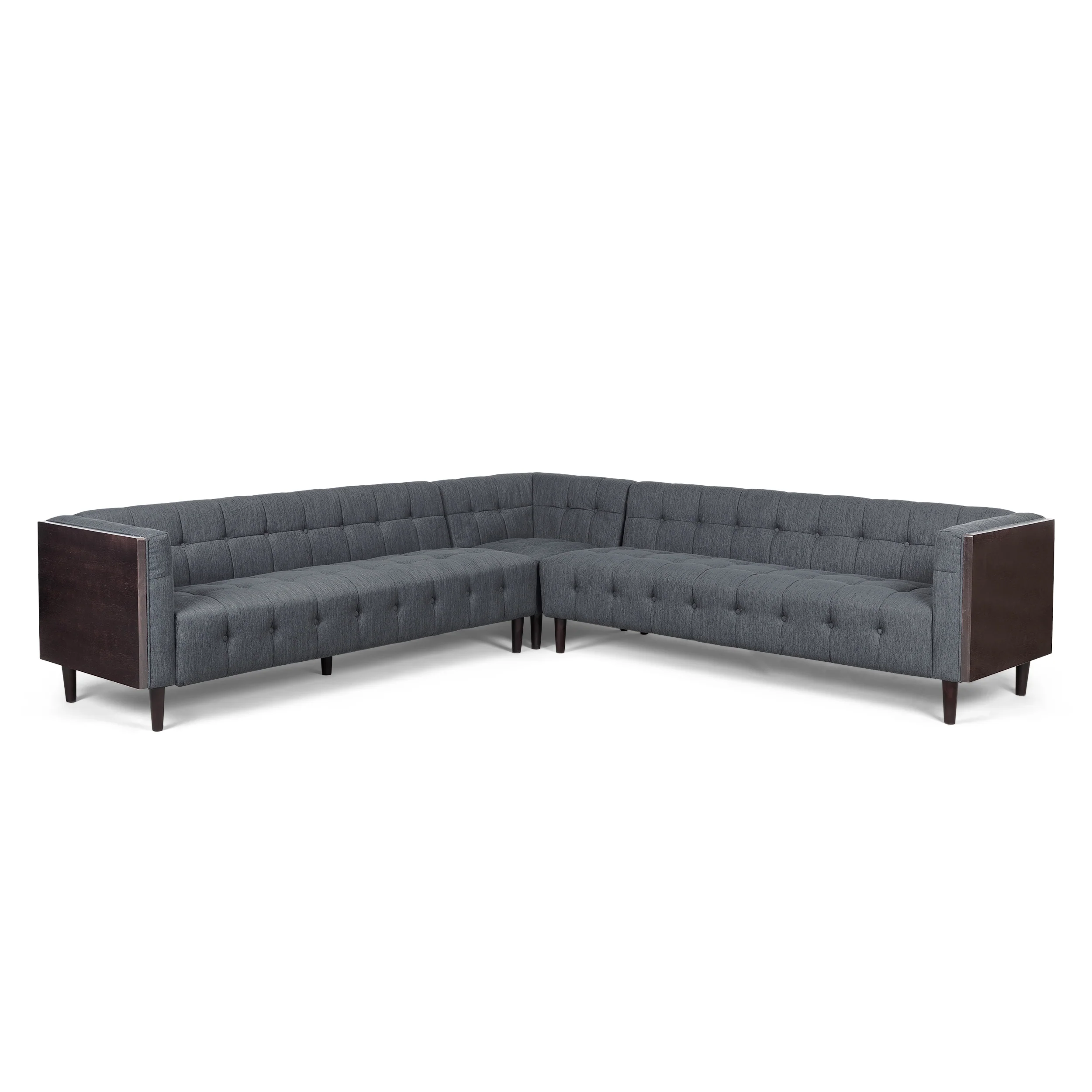 Warnock Mid-Century Modern Fabric Tufted Sectional Sofa Set - furnishings