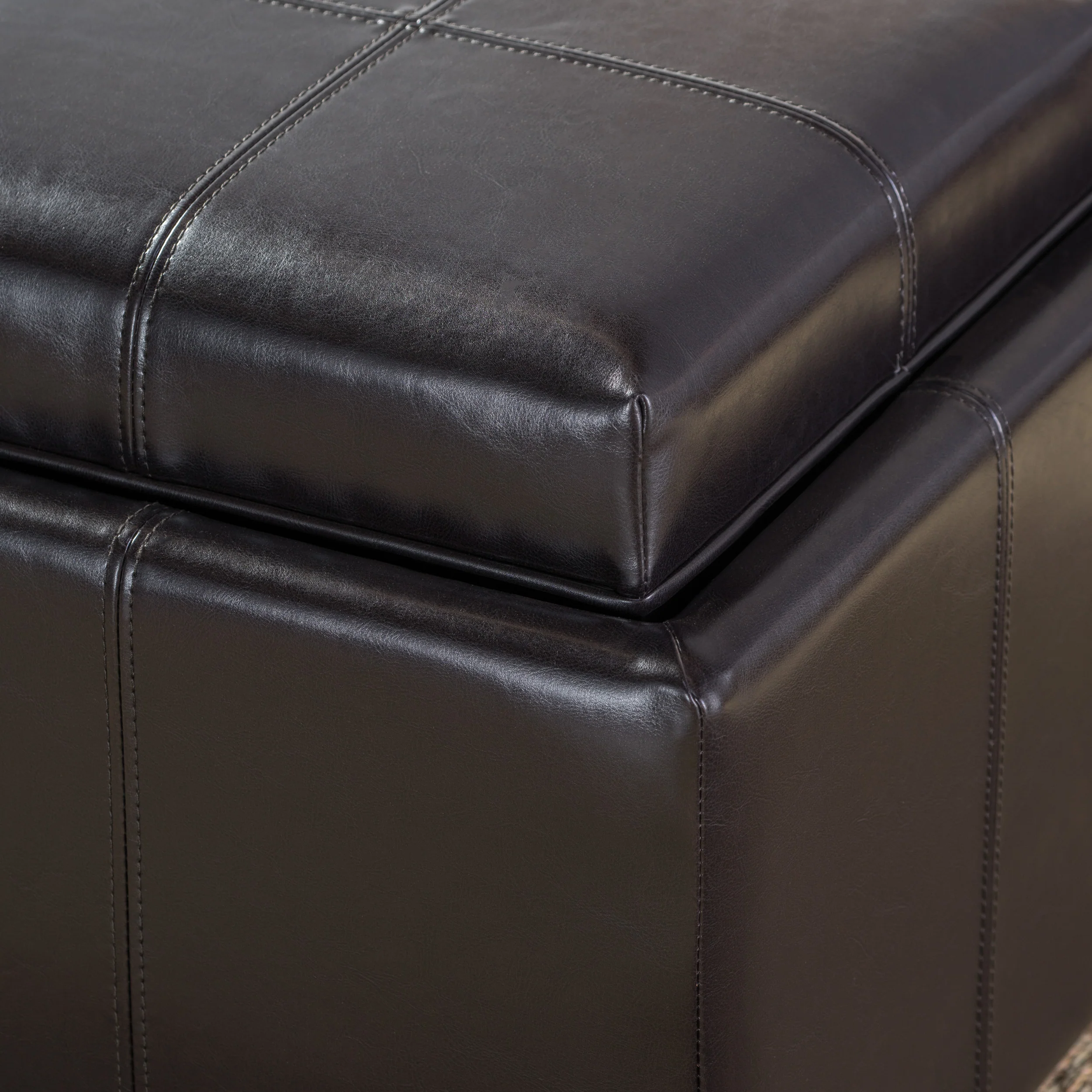 Harley Leather 4-Tray-Top Storage Ottoman Coffee Table - furnishings