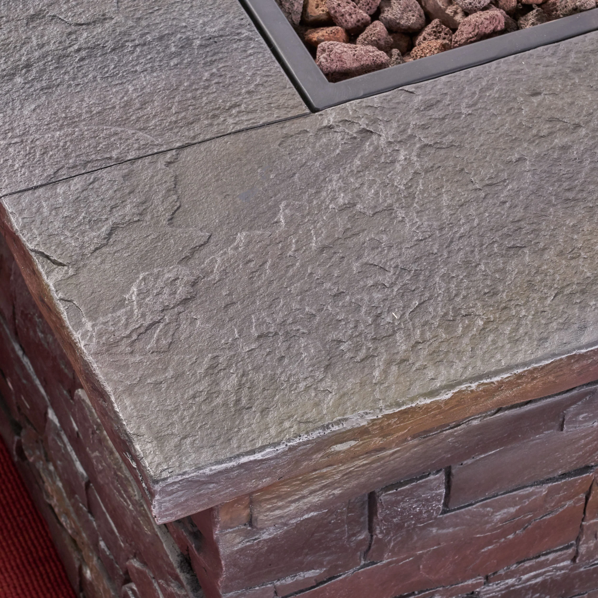 Welsh Outdoor Light Weight Rectangular Fire Pit, Natural Stone - furnishings