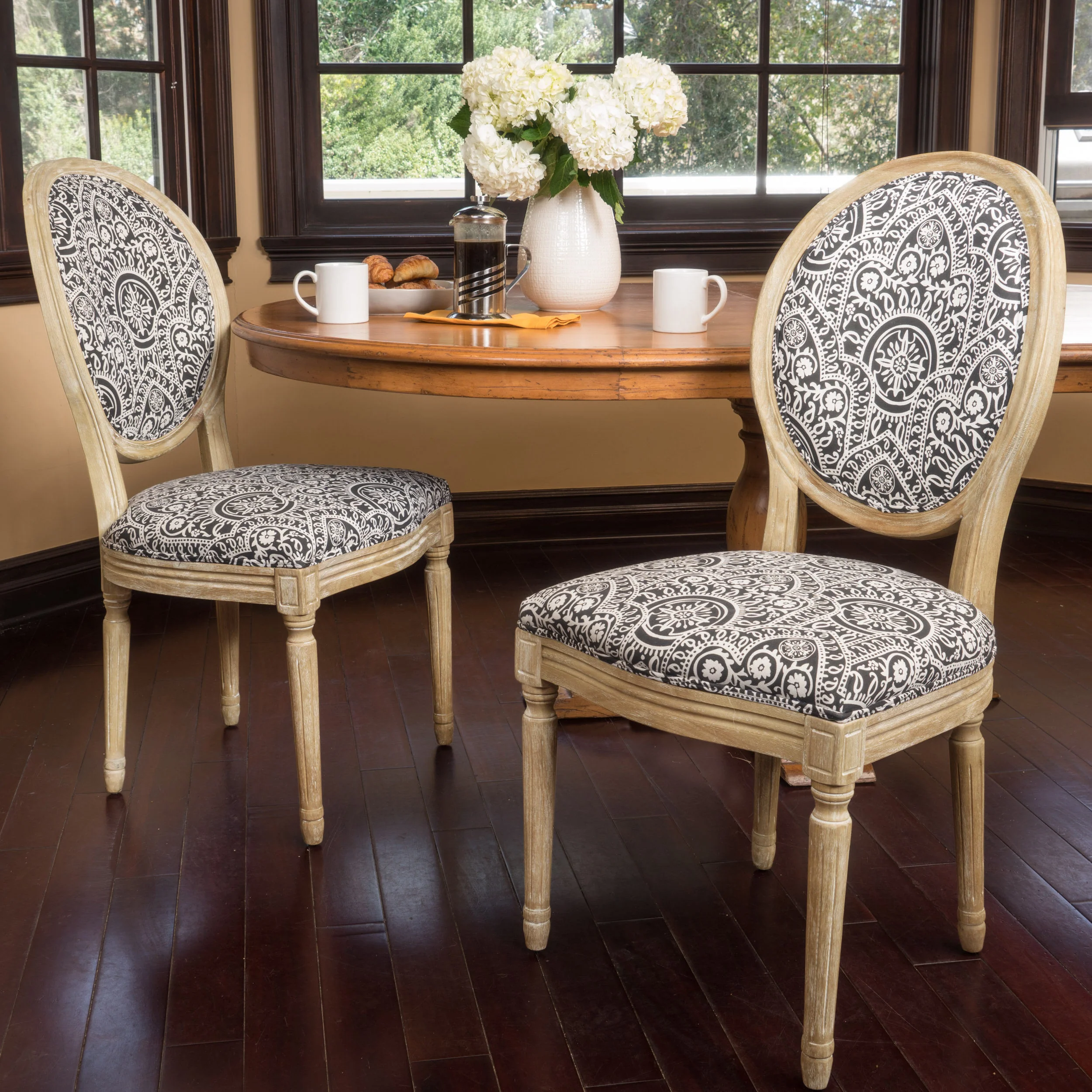 Phinnaeus French Country Fabric Dining Chairs (Set of 2) - furnishings