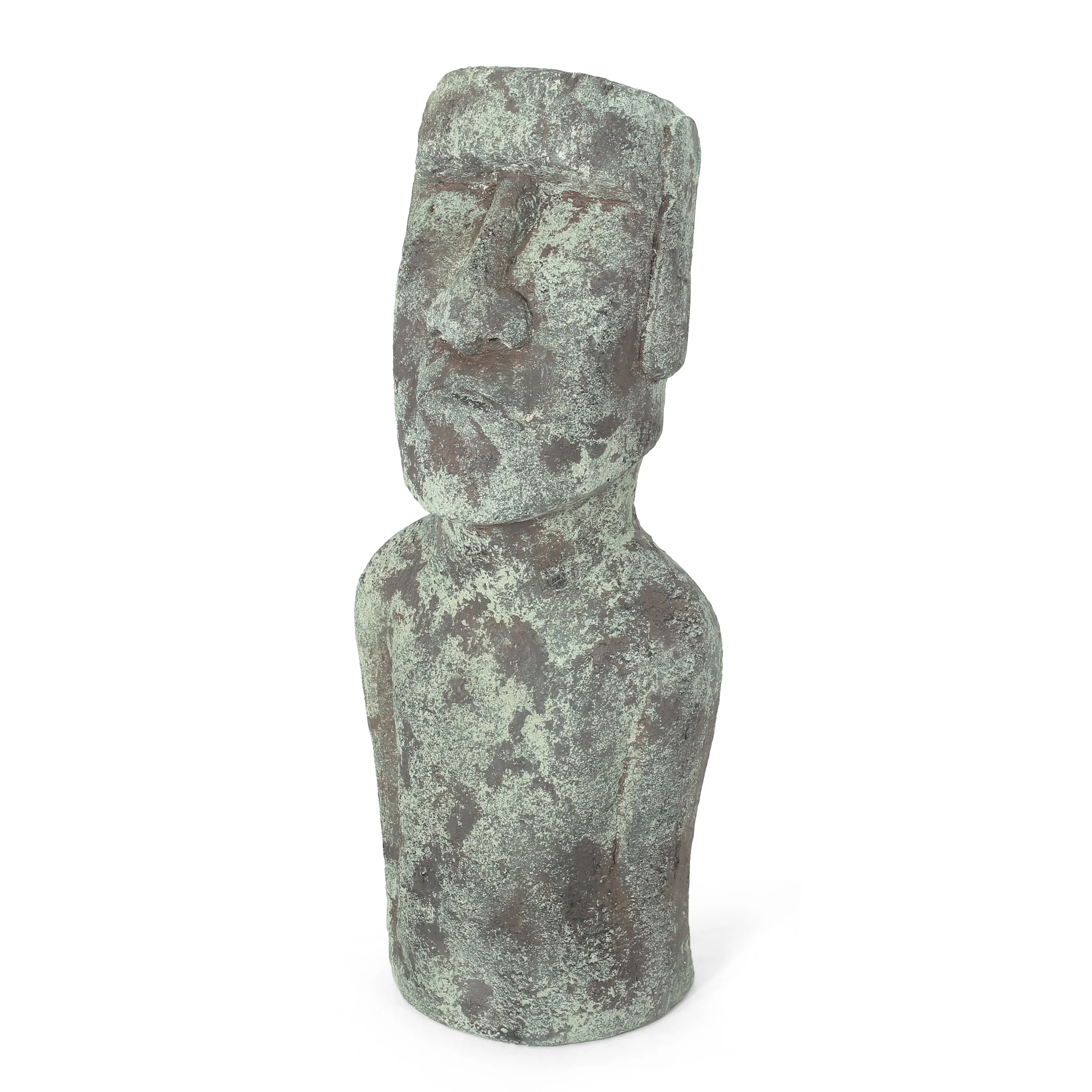 Sasser Outdoor Easter Island Garden Statue, Moss Green - furnishings