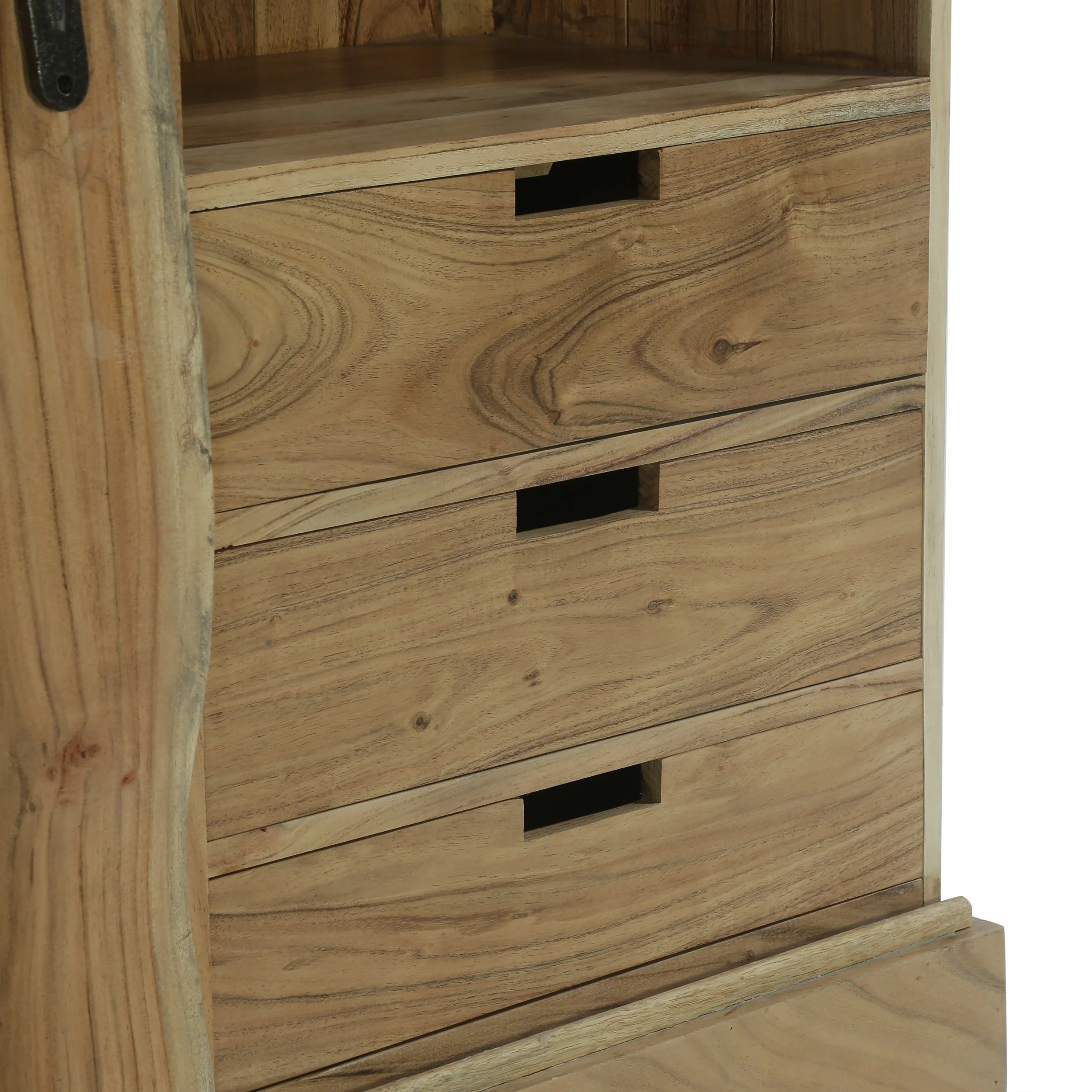 Veatch Modern Industrial Handcrafted Acacia Wood Live Edge Sideboard with Sliding Door, Natural and Black - furnishings