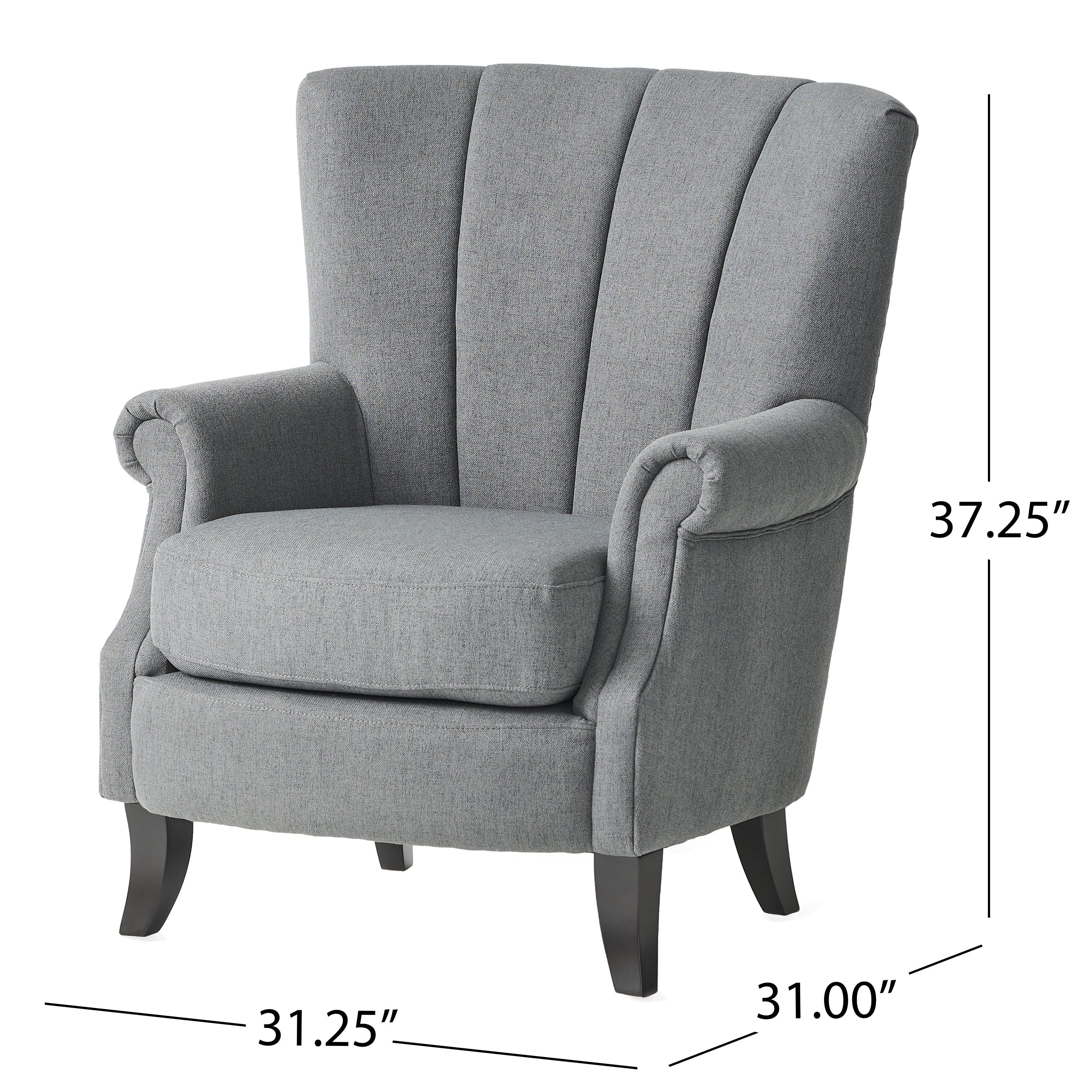 Ezra Contemporary Channel Stitch Upholstered Fabric Club Chair - furnishings