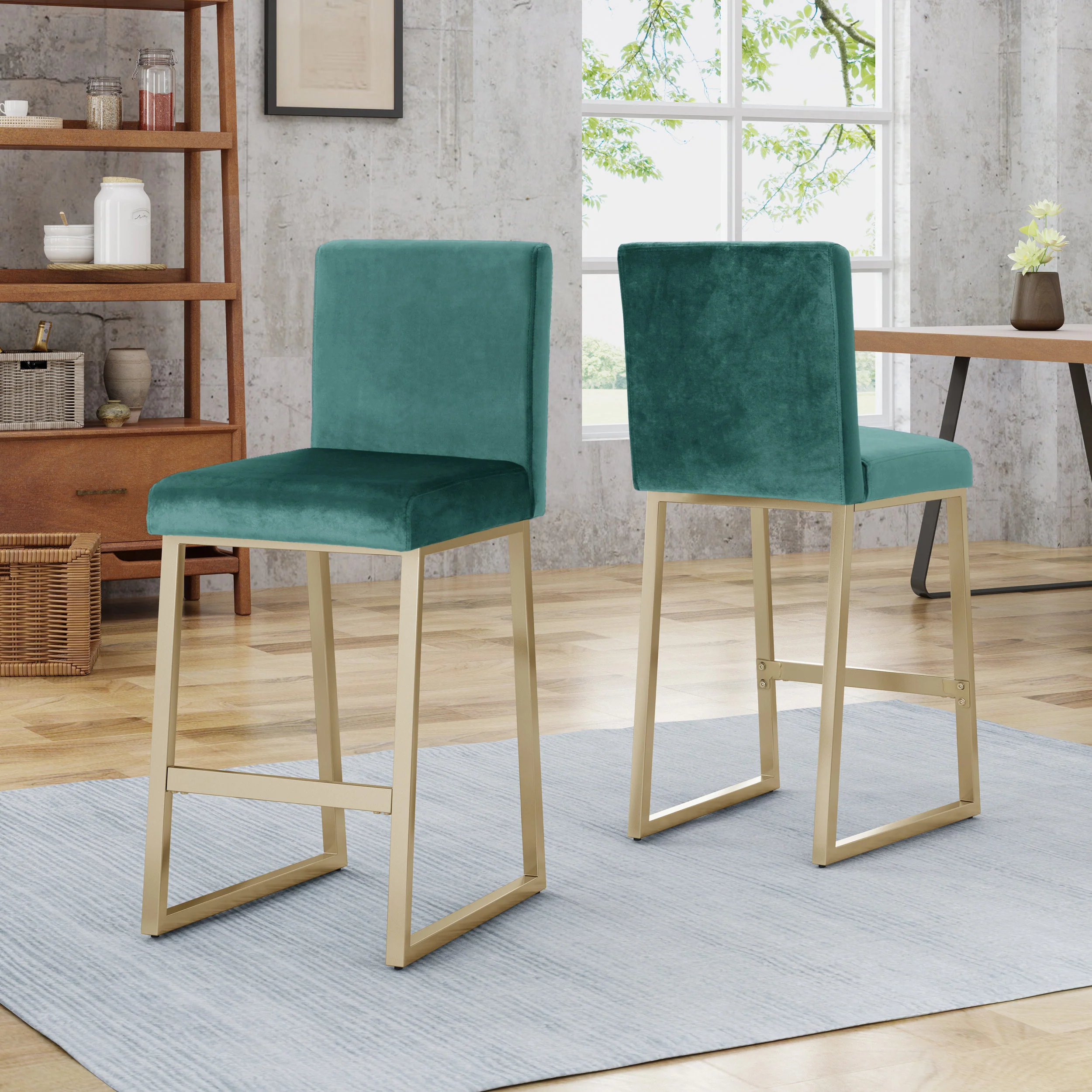 Lexi Modern Velvet Barstools (Set of 2) - furnishings