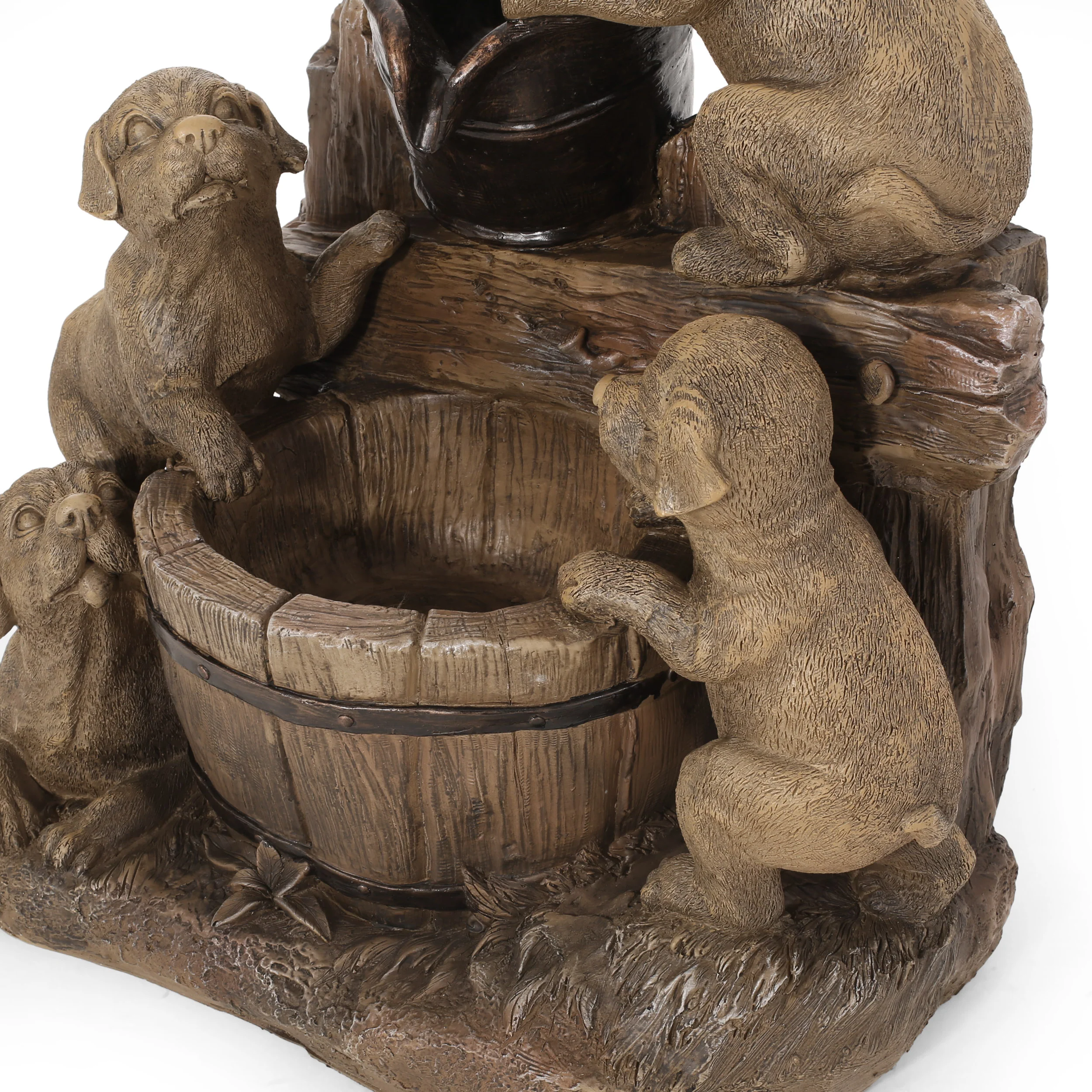 Tignall Outdoor Puppy Fountain, Light Brown - furnishings