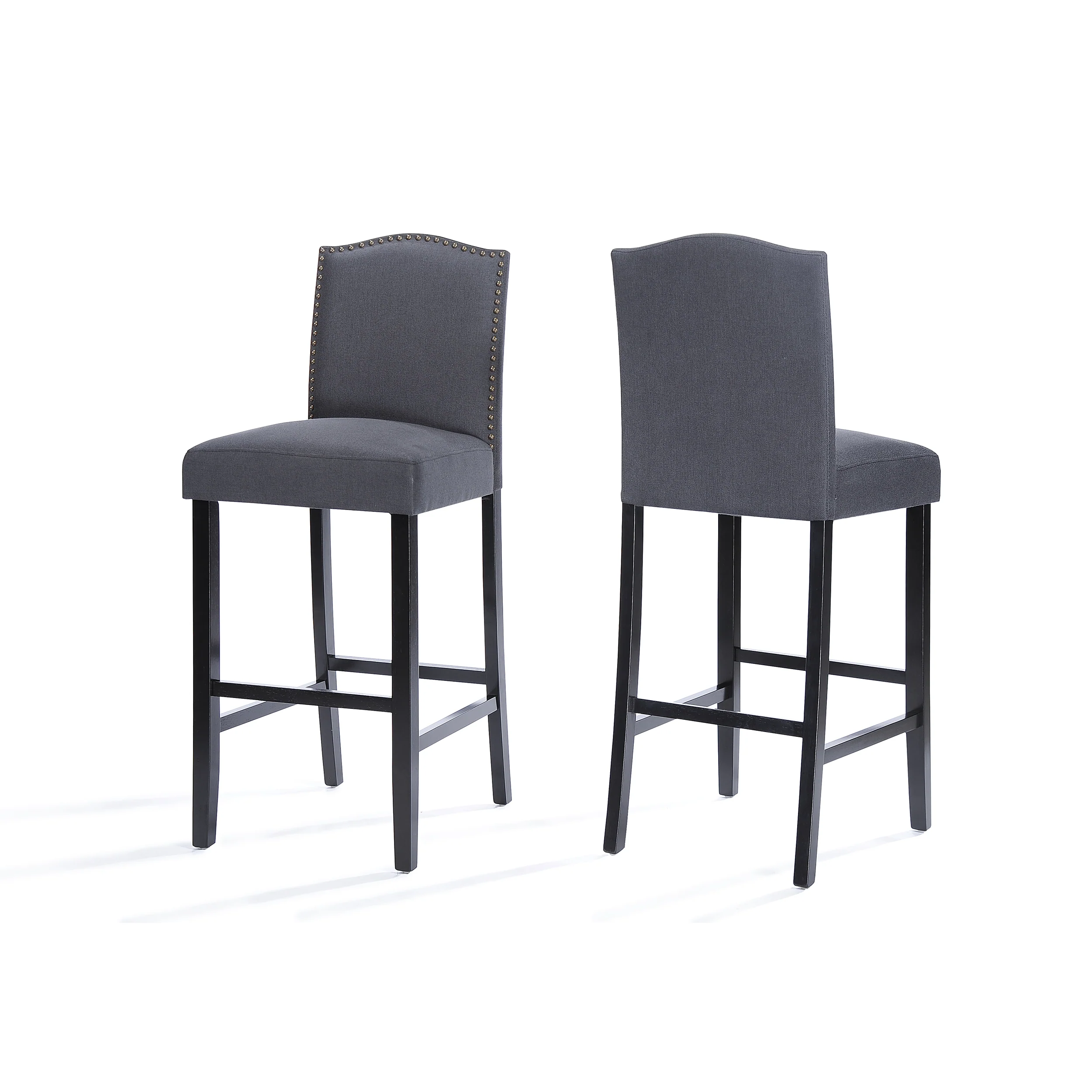 Kainu Dark Charoal Fabric Barstools, Set of 2 - furnishings