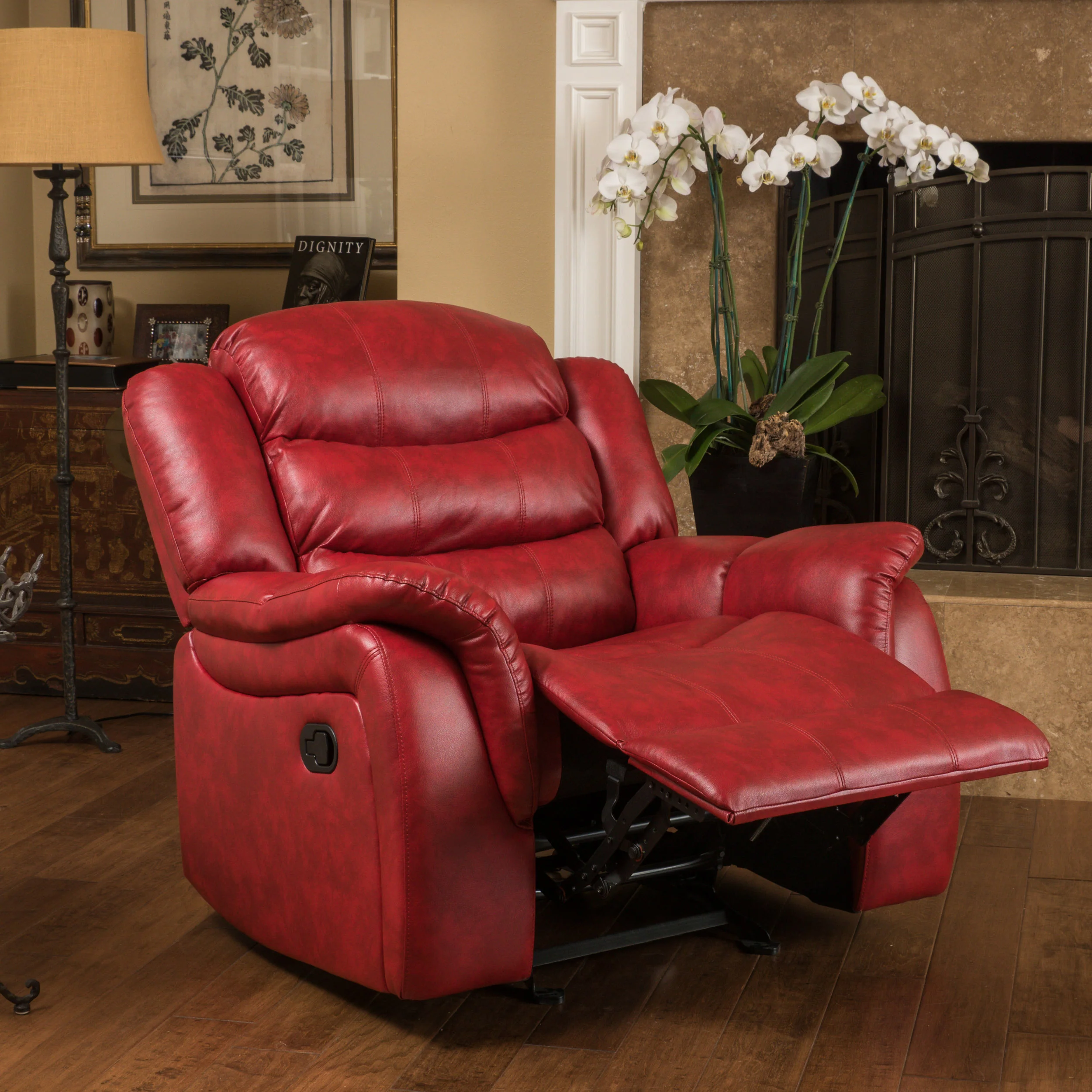 Hidal Contemporary Red Glider Recliner Chair - furnishings