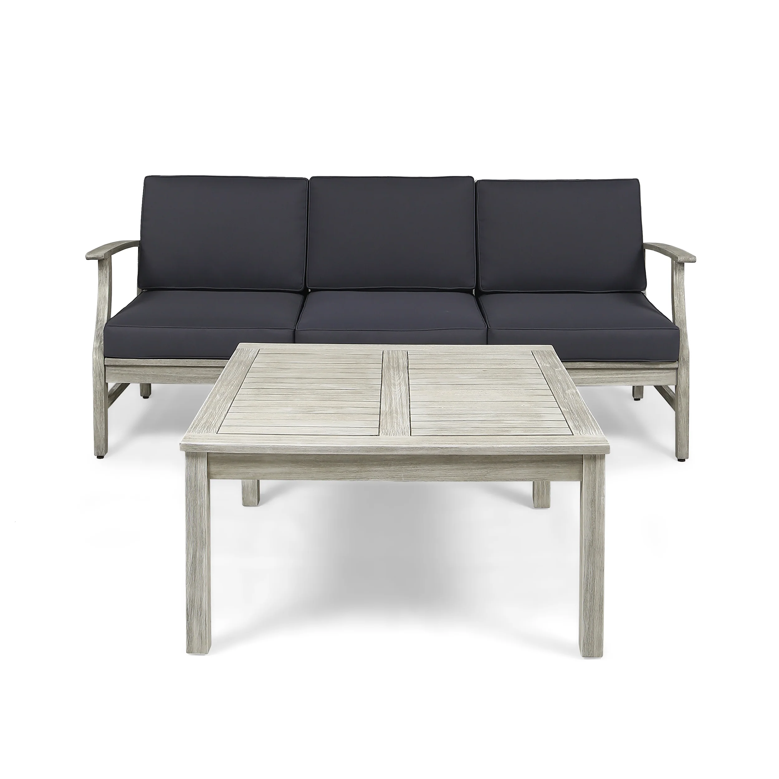 Lorelei Outdoor 4 Piece Acacia Wood Sofa and Coffee Table Set - furnishings