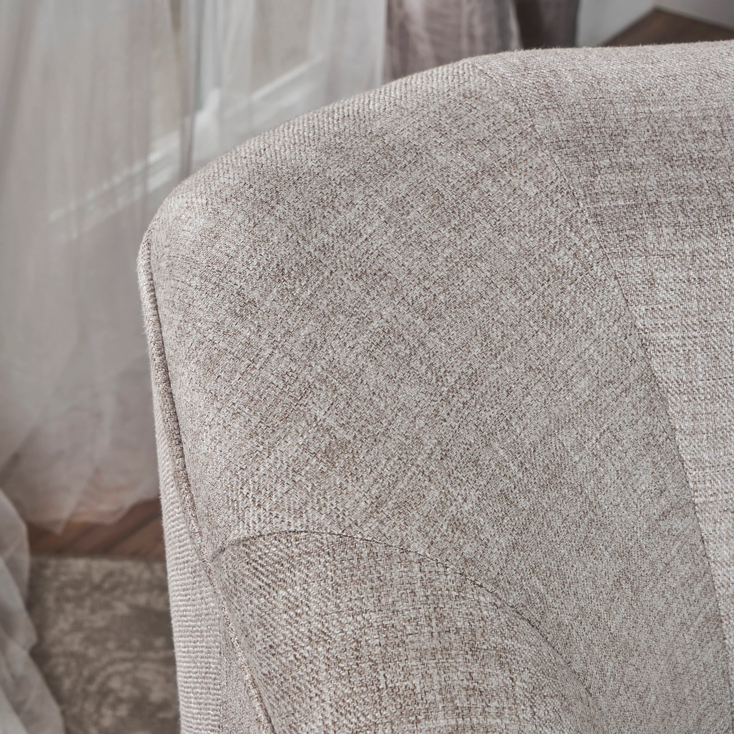 Jasper Mid-Century Modern Fabric Upholstered Shell Loveseat w/ Channel Stitching - furnishings