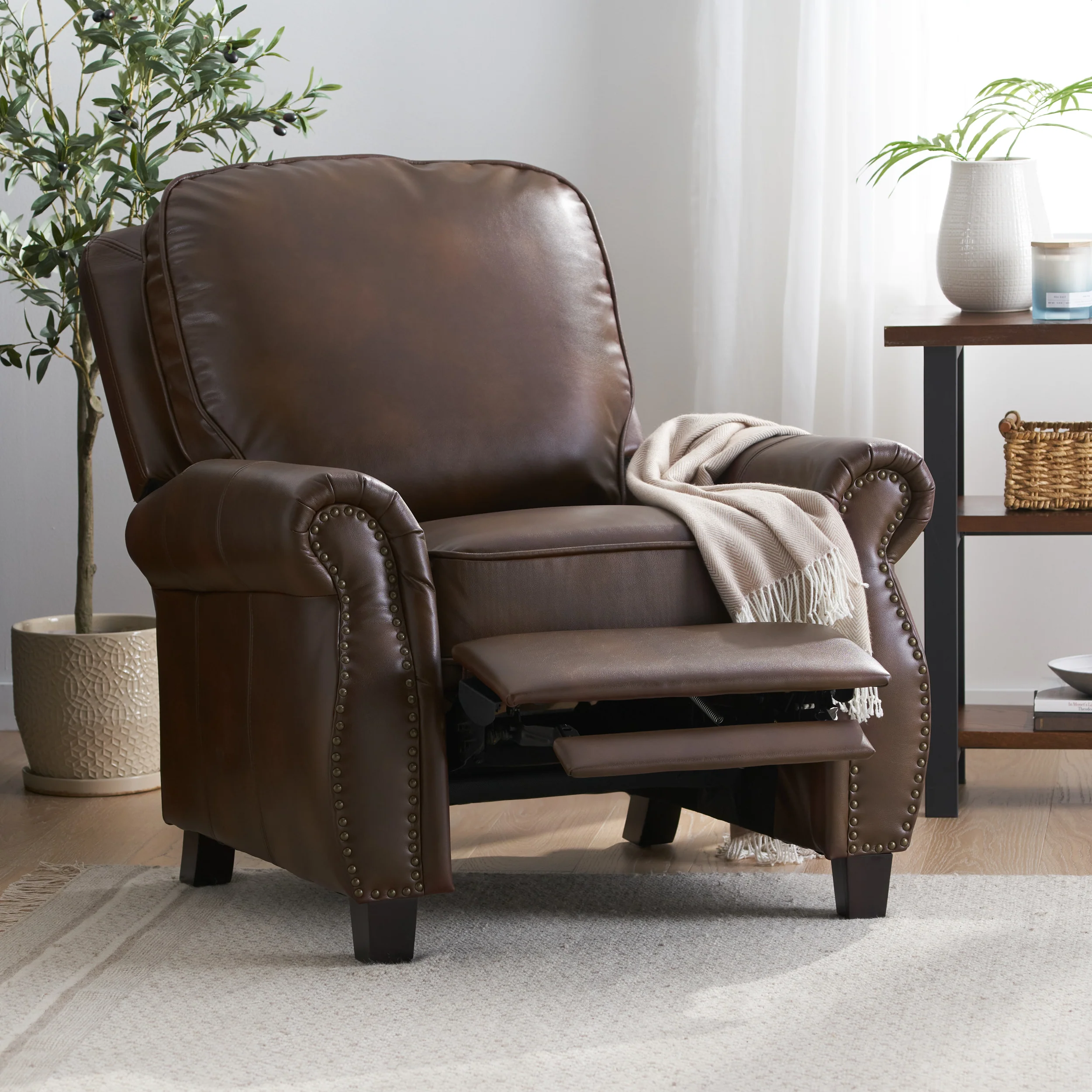 Jasmine Brown Leather Cigar Recliner - furnishings