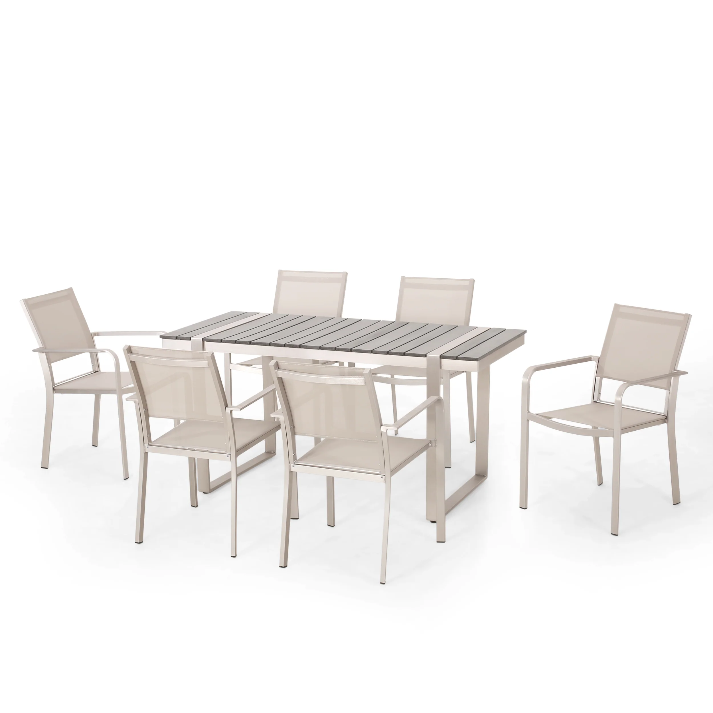 Otero Outdoor 7 Piece Aluminum Dining Set - furnishings