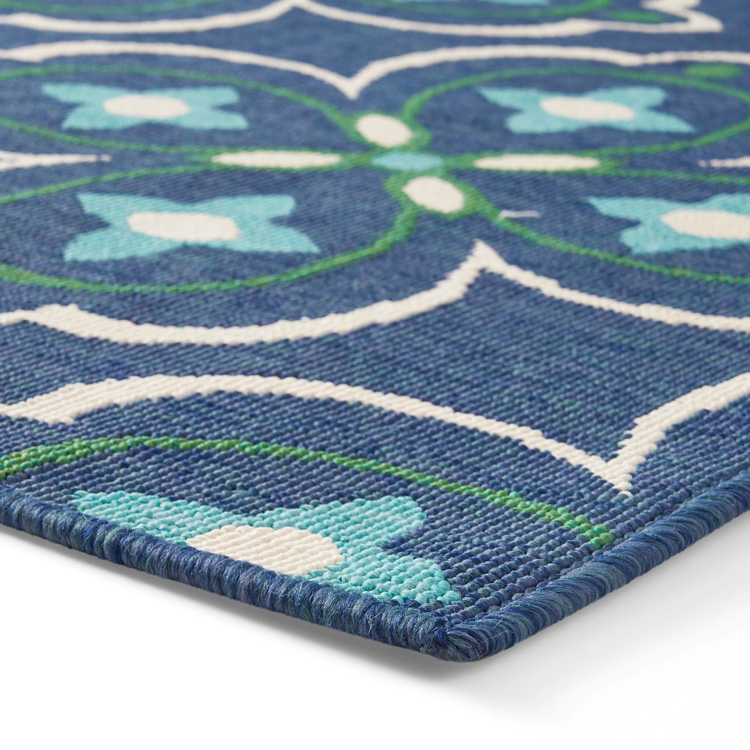 Tina Outdoor Medallion Area Rug, Blue and Green - furnishings