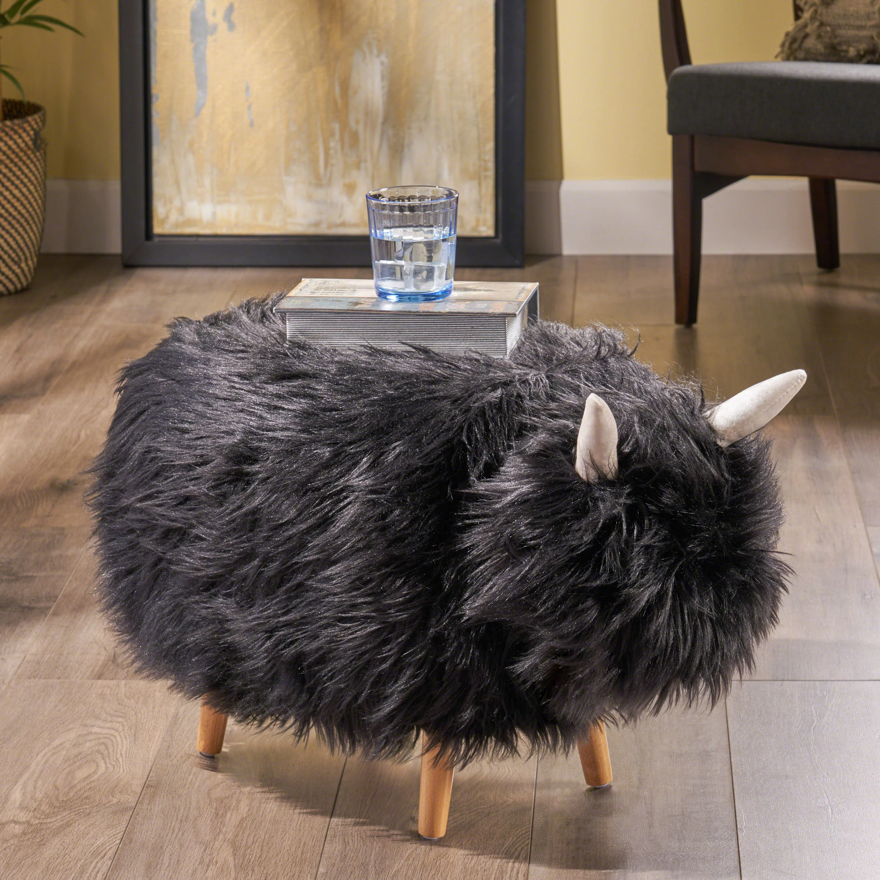 Kamla Furry Yak Ottoman - furnishings