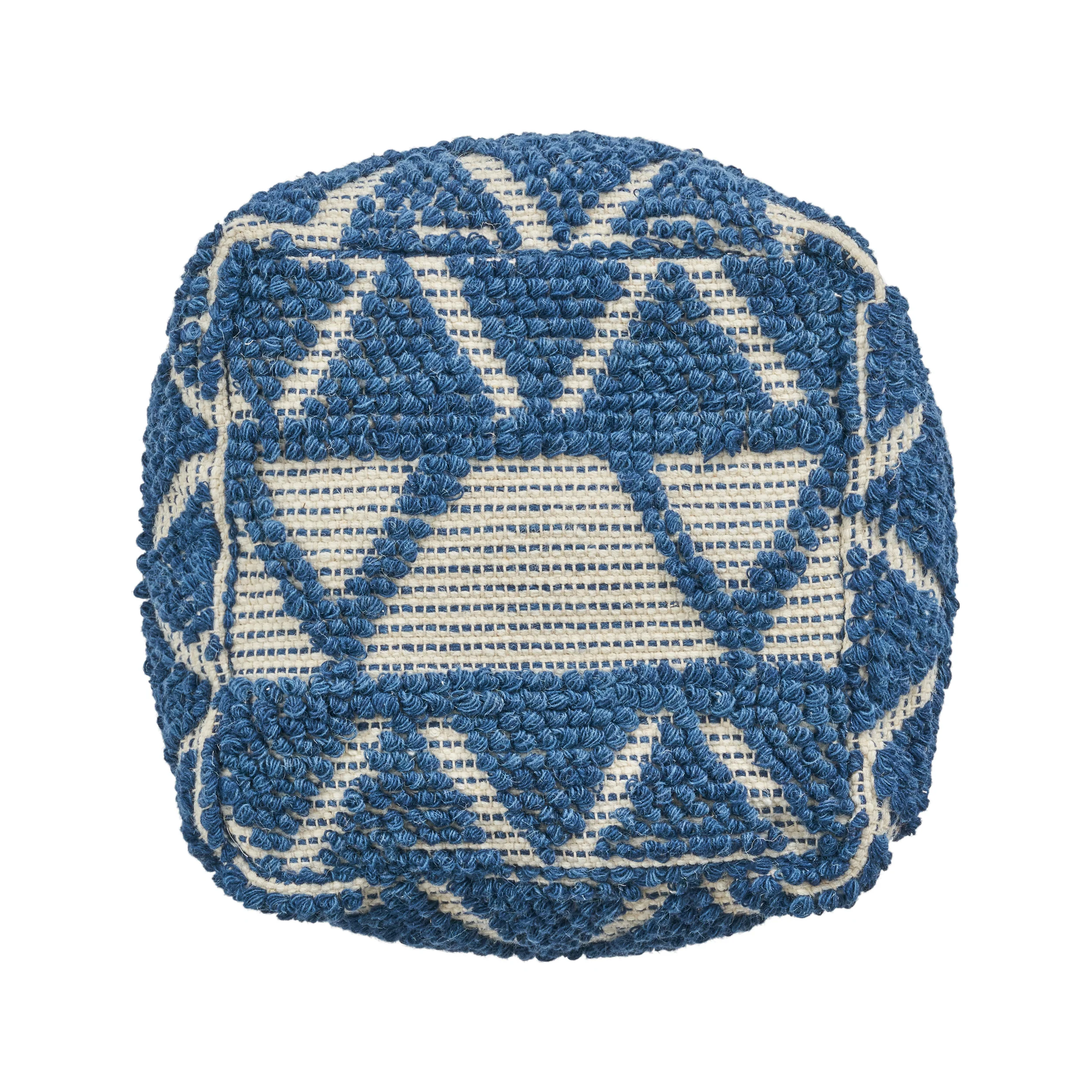 Ronin Boho Wool and Cotton Ottoman Pouf - furnishings