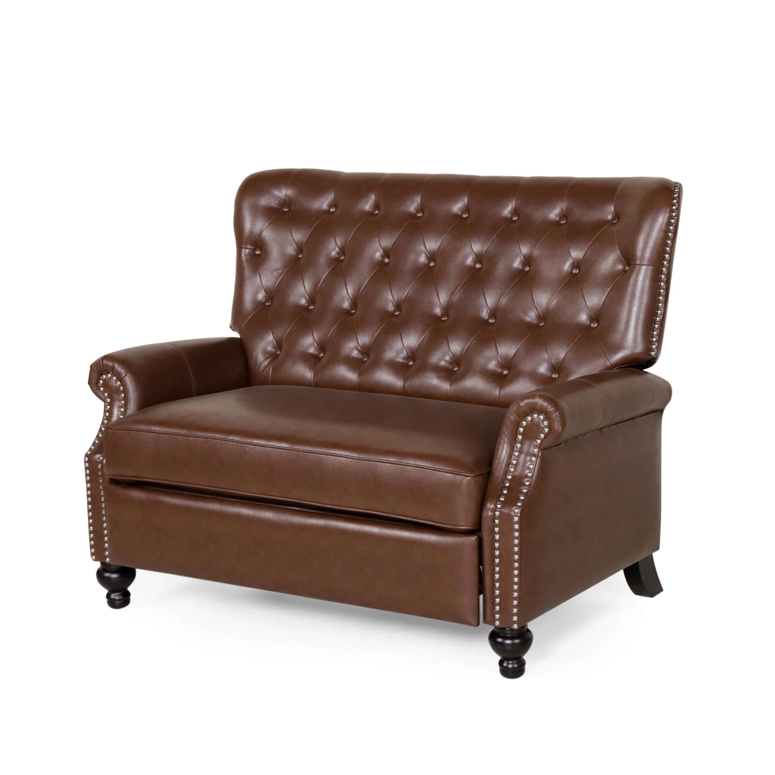 Belknap Contemporary Faux Leather Tufted Oversized Recliner with Nailhead Trim - furnishings