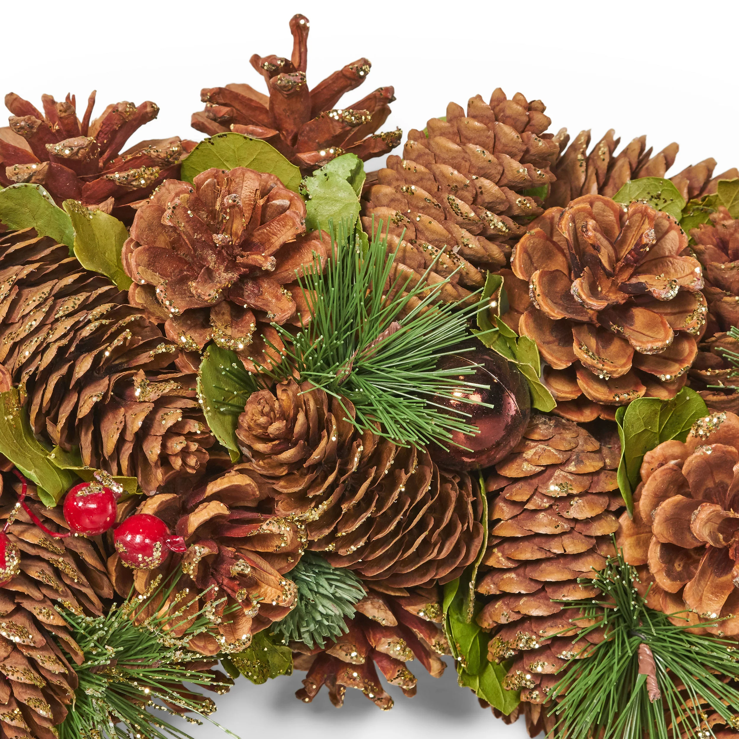 18.5 Inch Artificial Pinecone and Glitter Christmas Wreath - furnishings