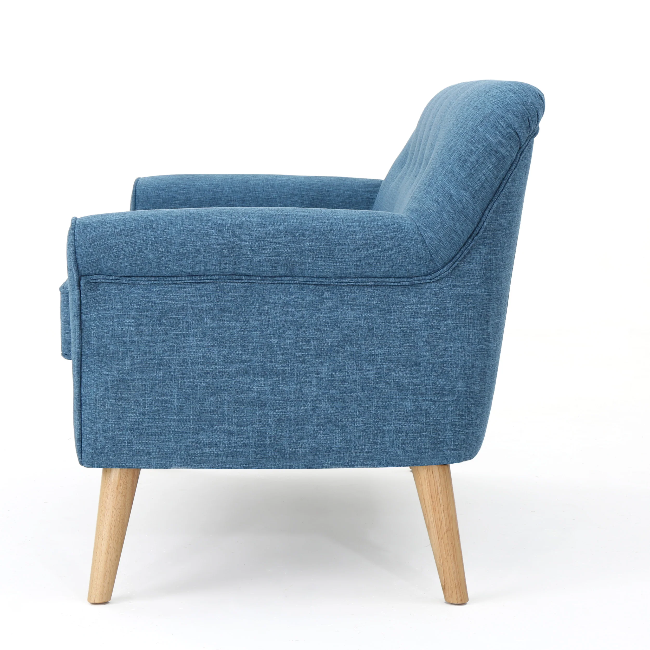 Mia Mid-Century Modern Button Tufted Fabric Upholstered Loveseat w/ Tapered Legs - furnishings