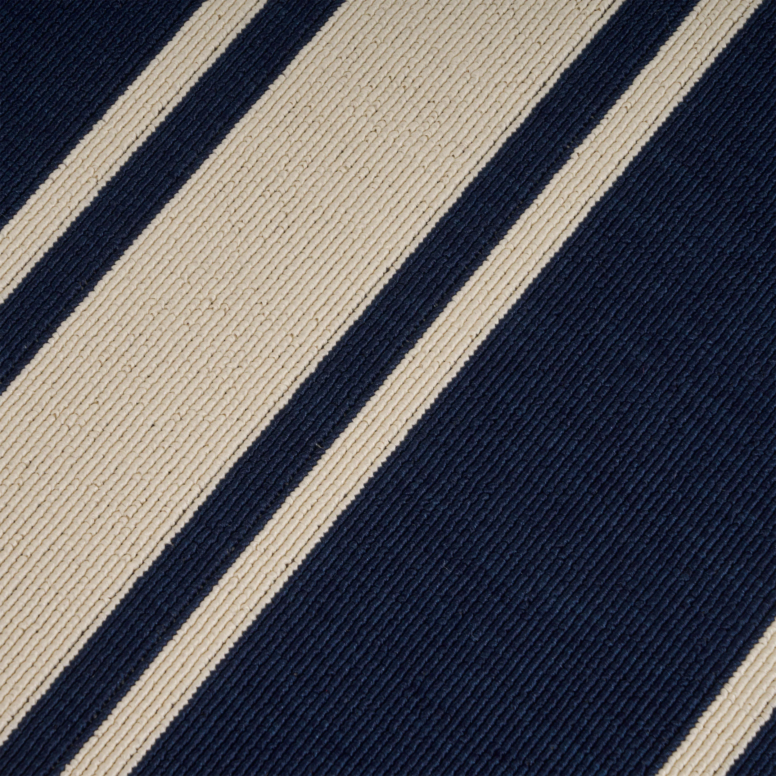 Julia Outdoor Stripe Area Rug, Navy and Ivory - furnishings