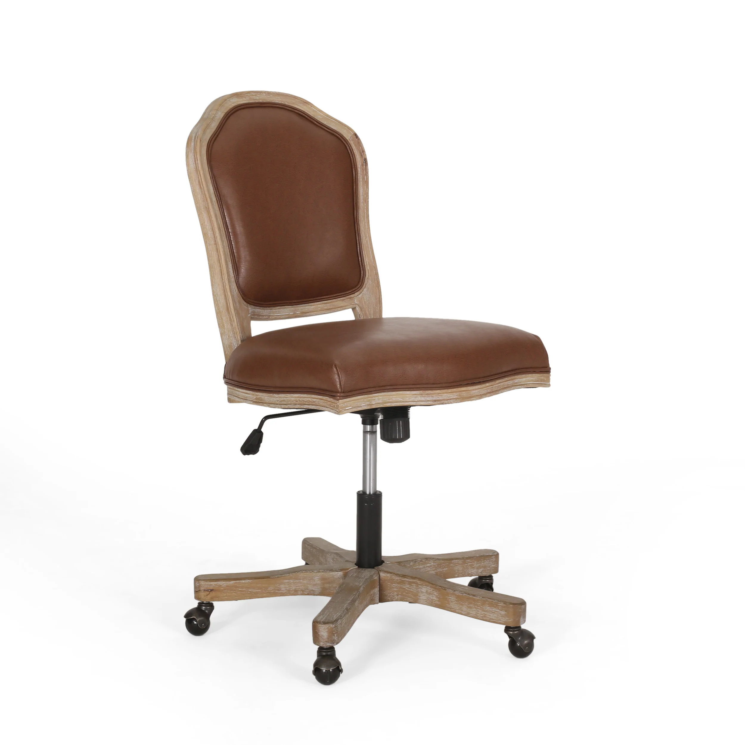 Oakes French Country Upholstered Swivel Office Chair - furnishings