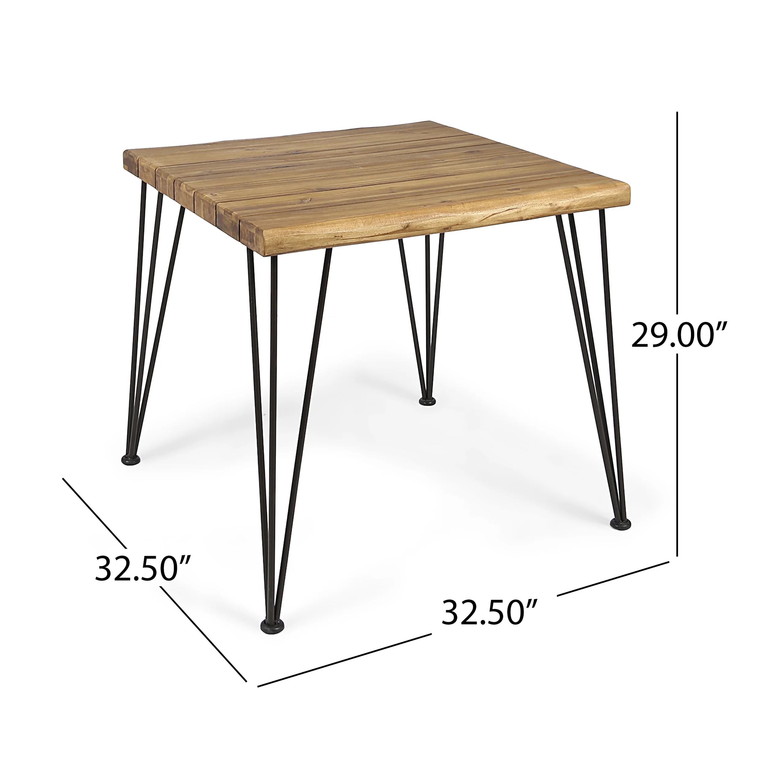 Brady Outdoor Industrial Wood and Wicker 5 Piece Square Dining Set, Teak and Multi Brown and Cr¨¨me - furnishings