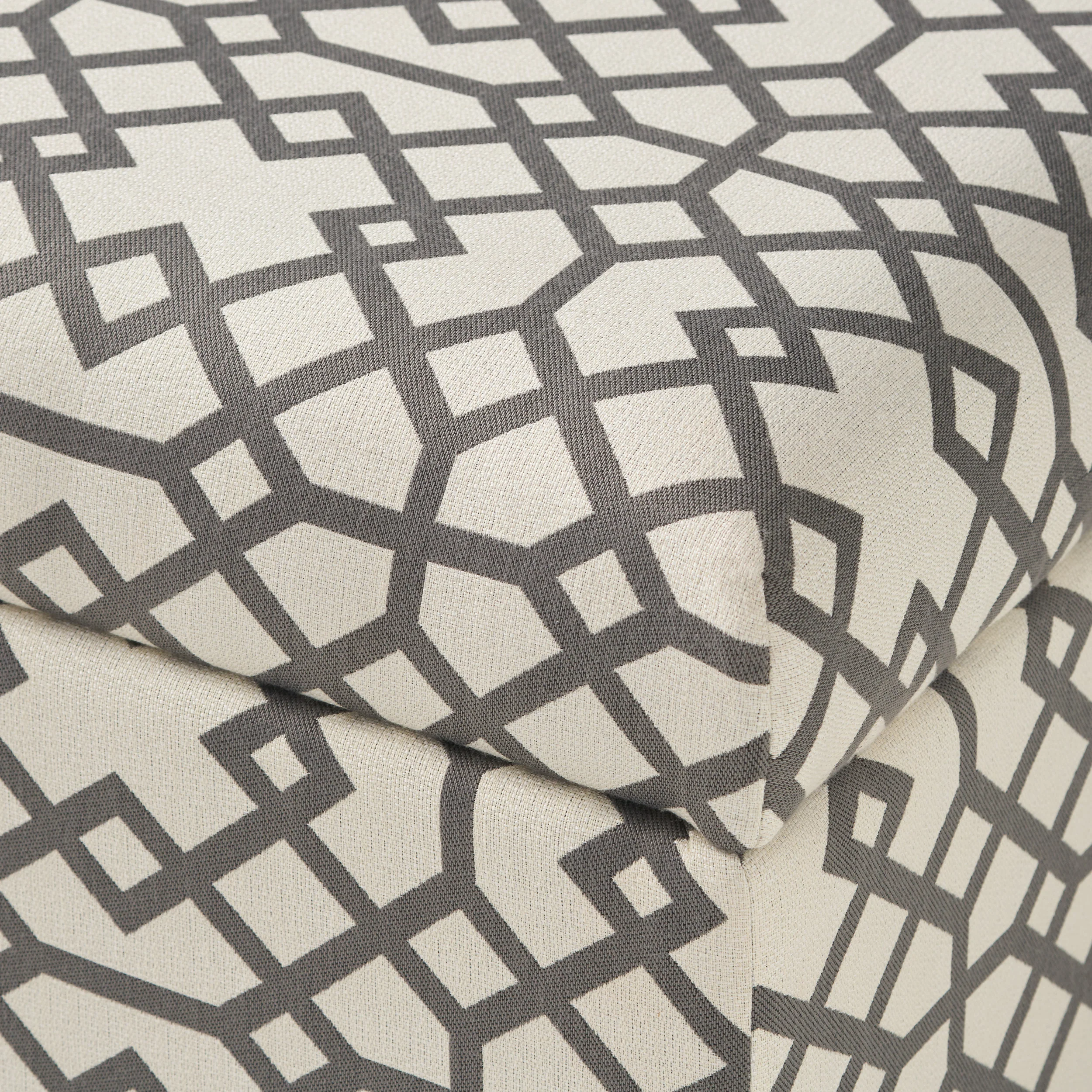 Estee Grey Geometric Pattern Fabric Square Storage Ottoman Coffee Table - furnishings