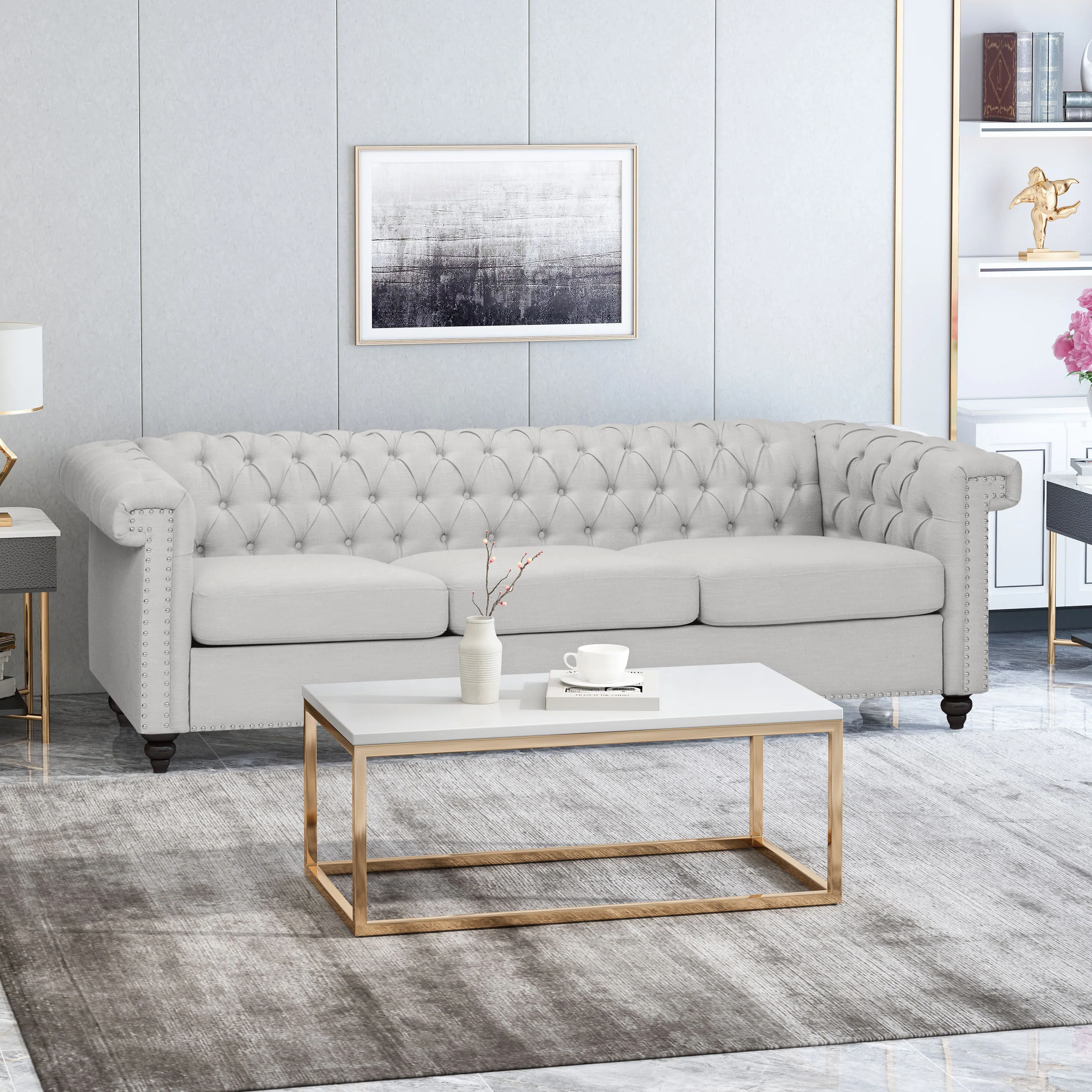 Zyiere Tufted Chesterfield 3 Seater Sofa - furnishings