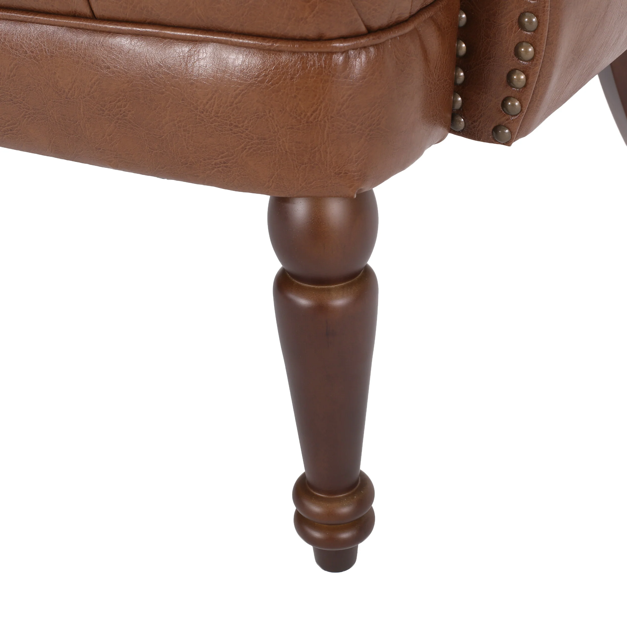 Trask Contemporary Leather Tufted Loveseat with Nailhead Trim - furnishings
