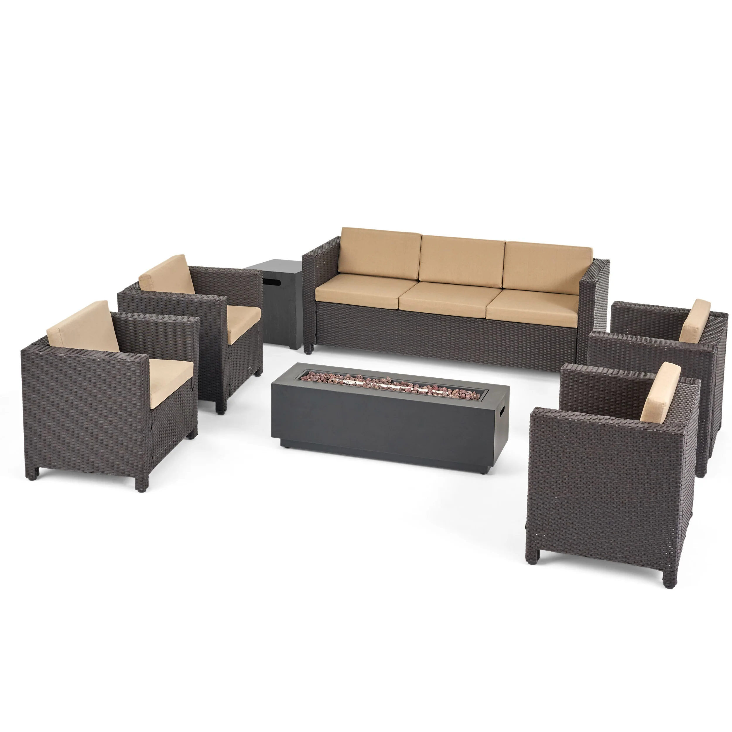 Venice 7-Seater Outdoor Fire Pit Sofa Set - furnishings
