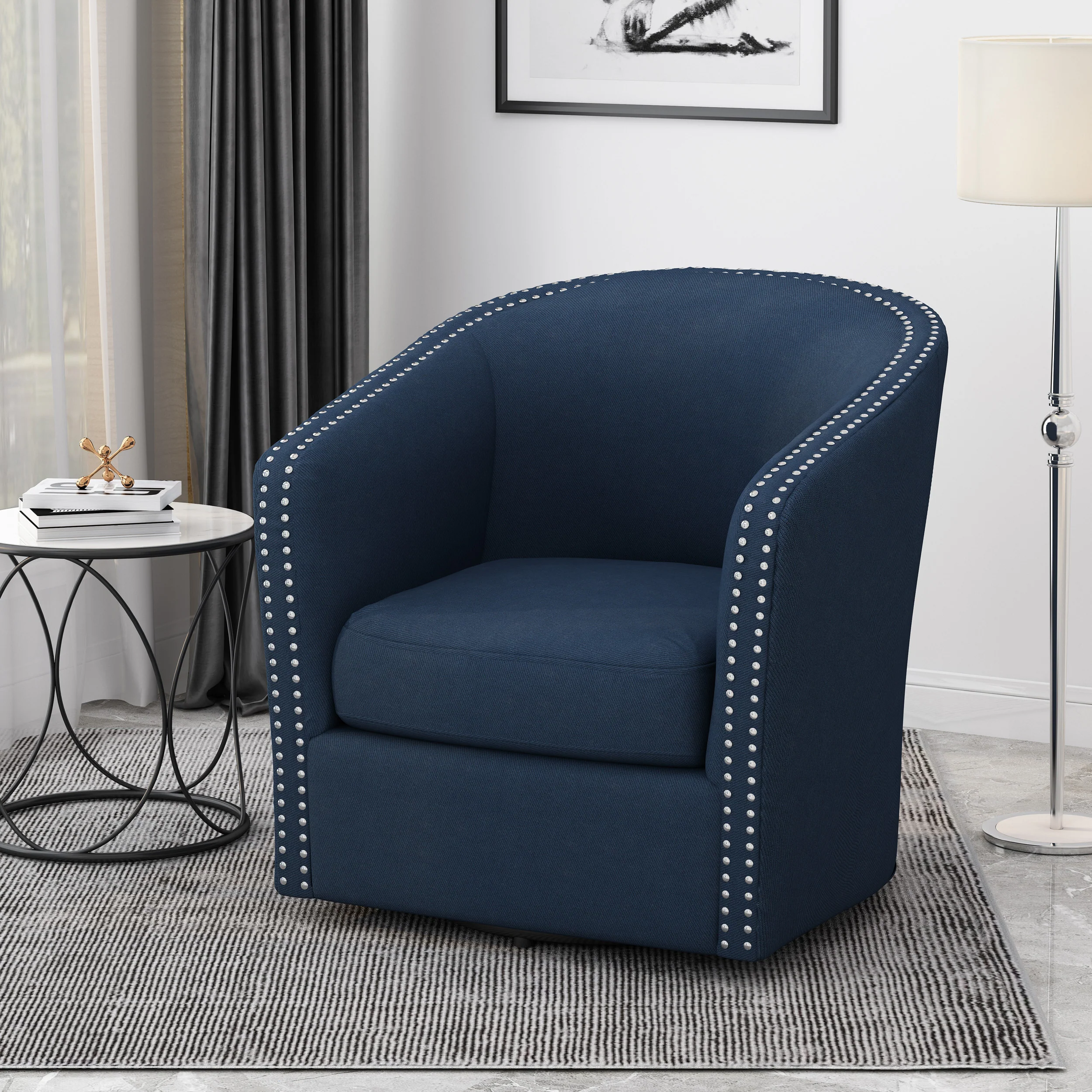 Leily Contemporary Fabric Swivel Chair - furnishings