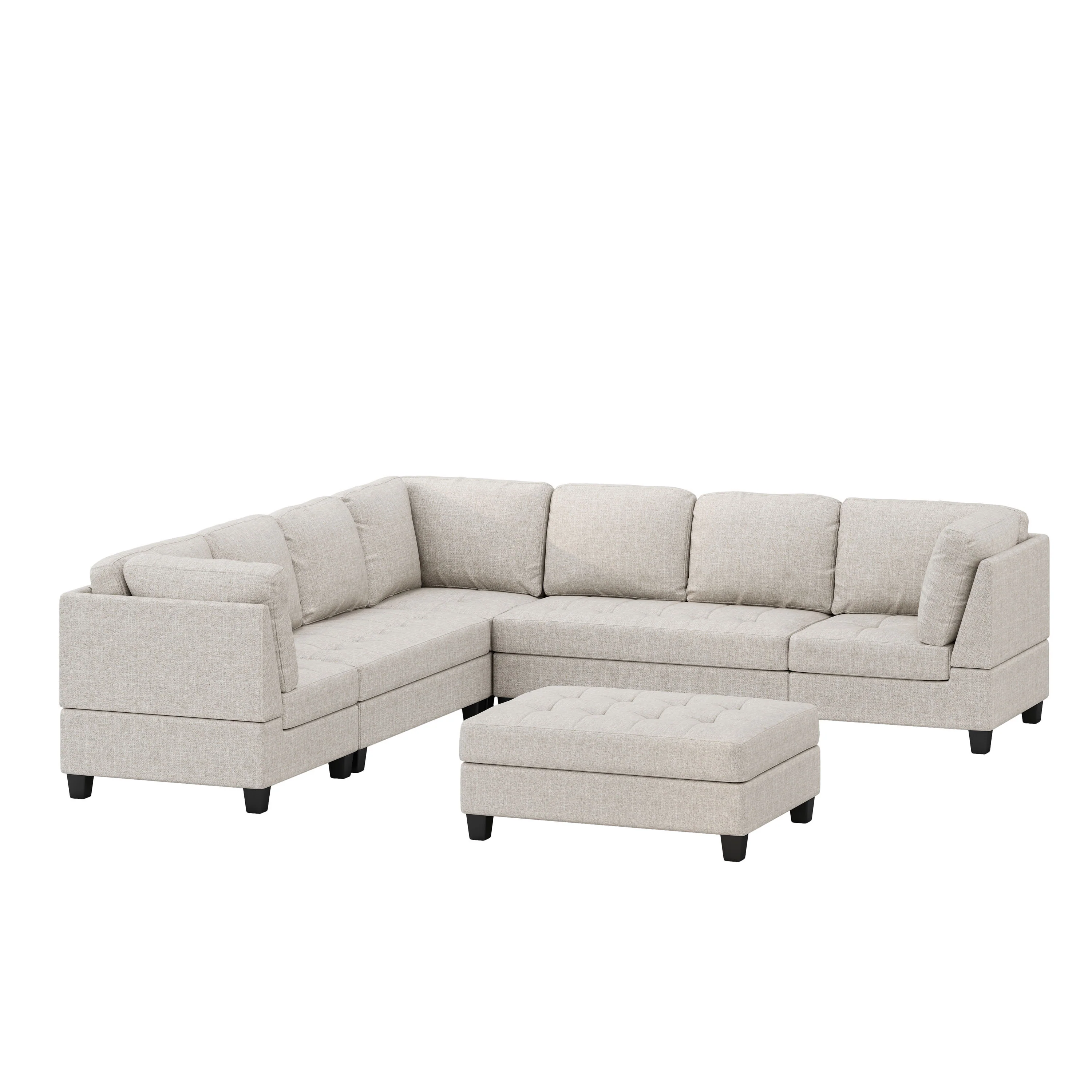 Jakyri Fabric 7 Seater Tufted Sectional Sofa - furnishings