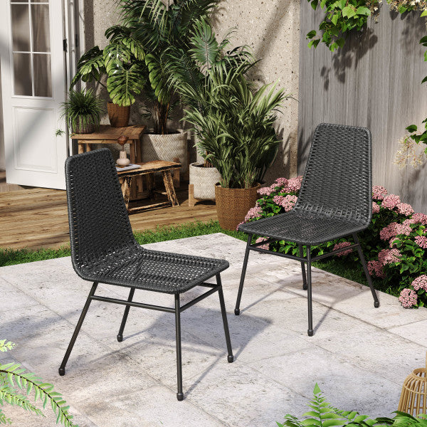 Lunara PE Wicker Dining Chair, Metal Base, Set of 2 - furnishings